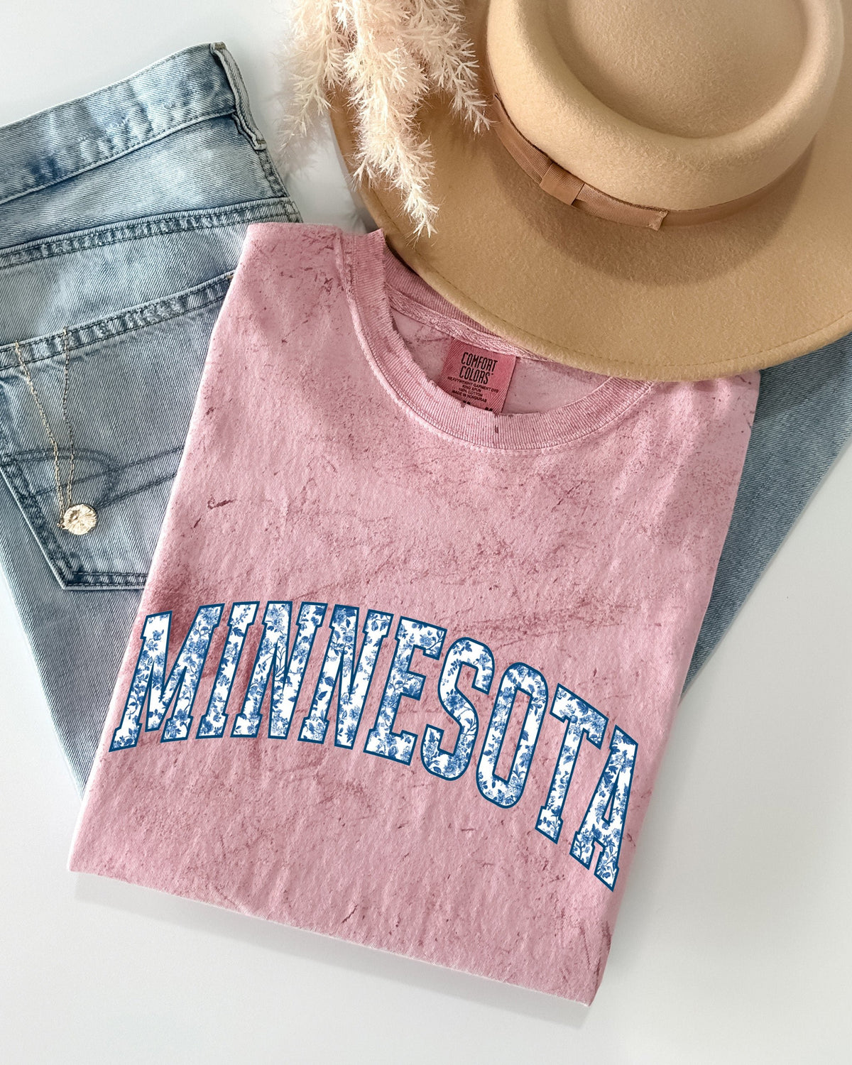 Minnesota Comfort Colors T-Shirt (Blue Flower), State College Travel Gift
