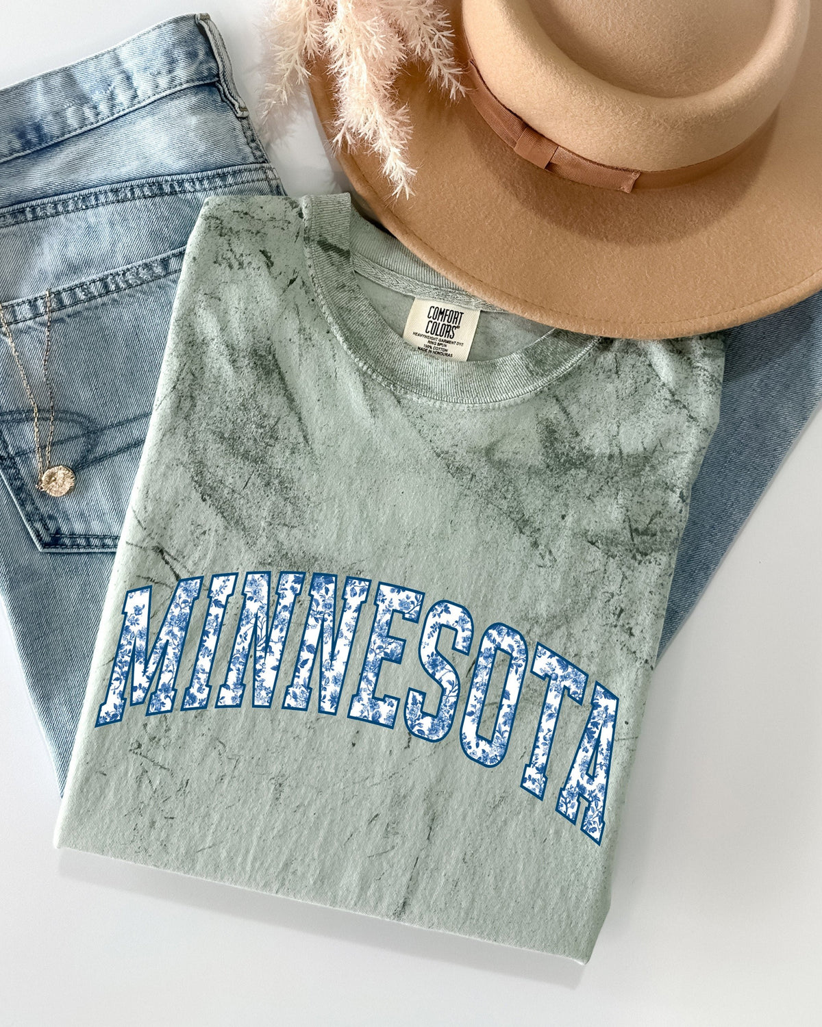 Minnesota Comfort Colors T-Shirt (Blue Flower), State College Travel Gift