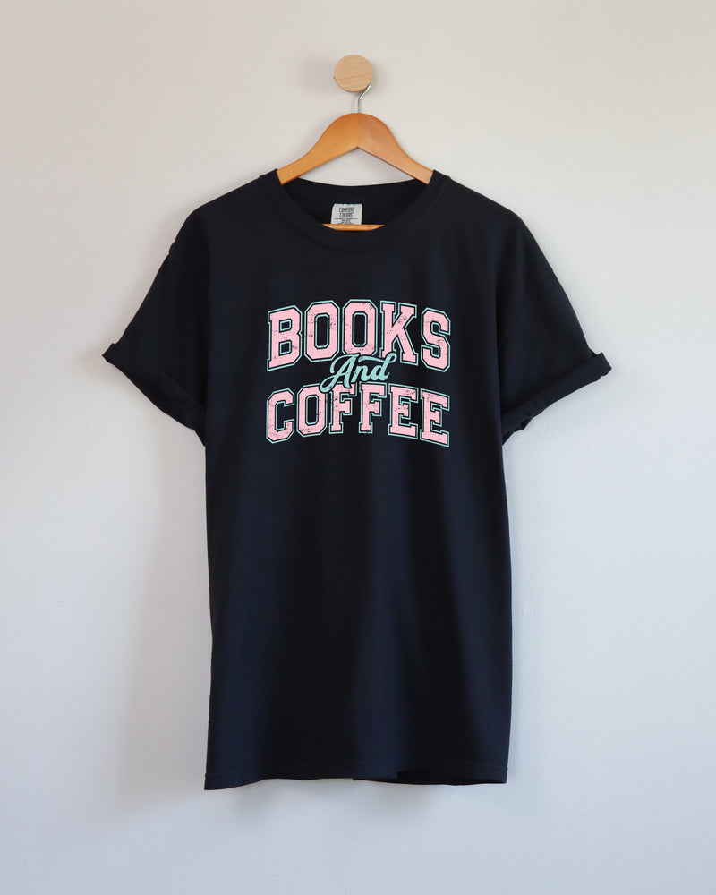 Books and Coffee Comfort Colors Garment Dyed T Shirt