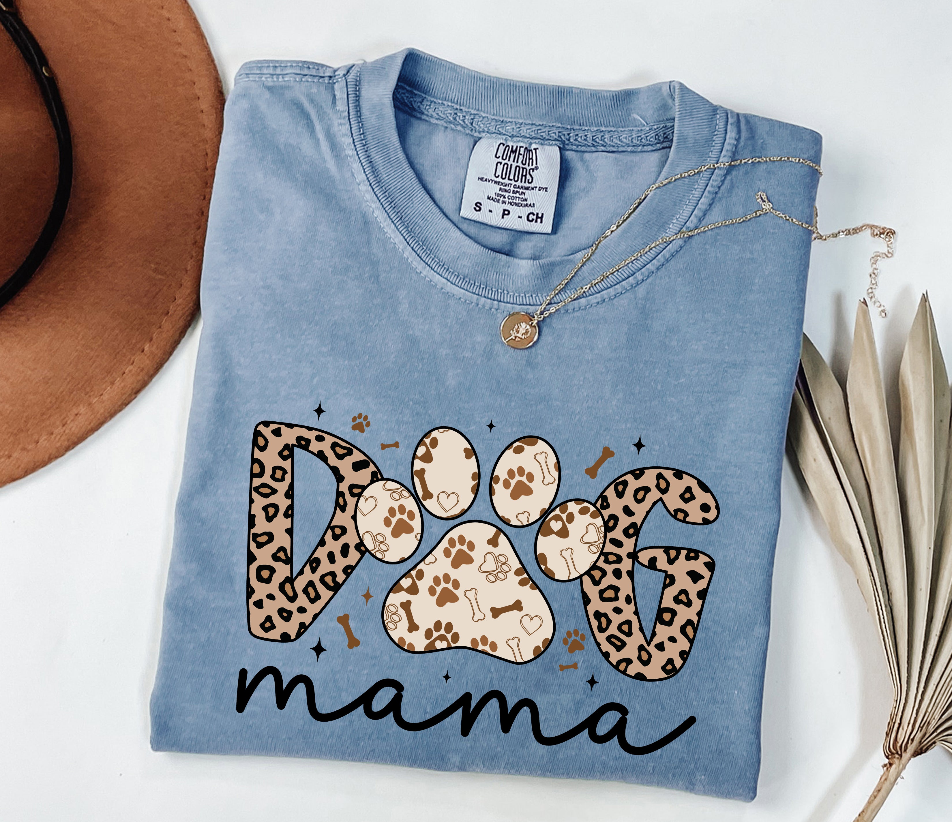 Dog Mom Comfort Fall Colors Garment Dyed T Shirt (Leopard)