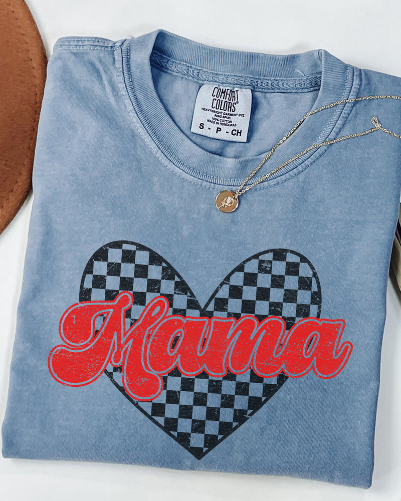 Mama Love Comfort Colors T Shirt (Checkered)