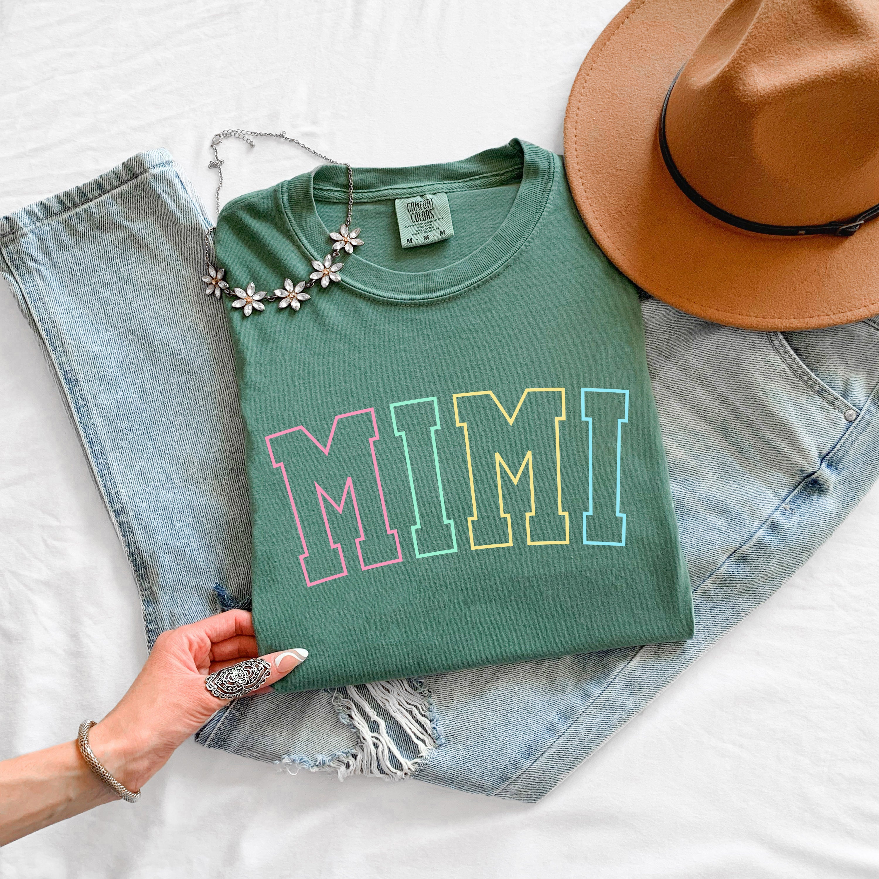 Mimi Grandma Comfort Colors Garment Dyed T Shirt (Outlined color)