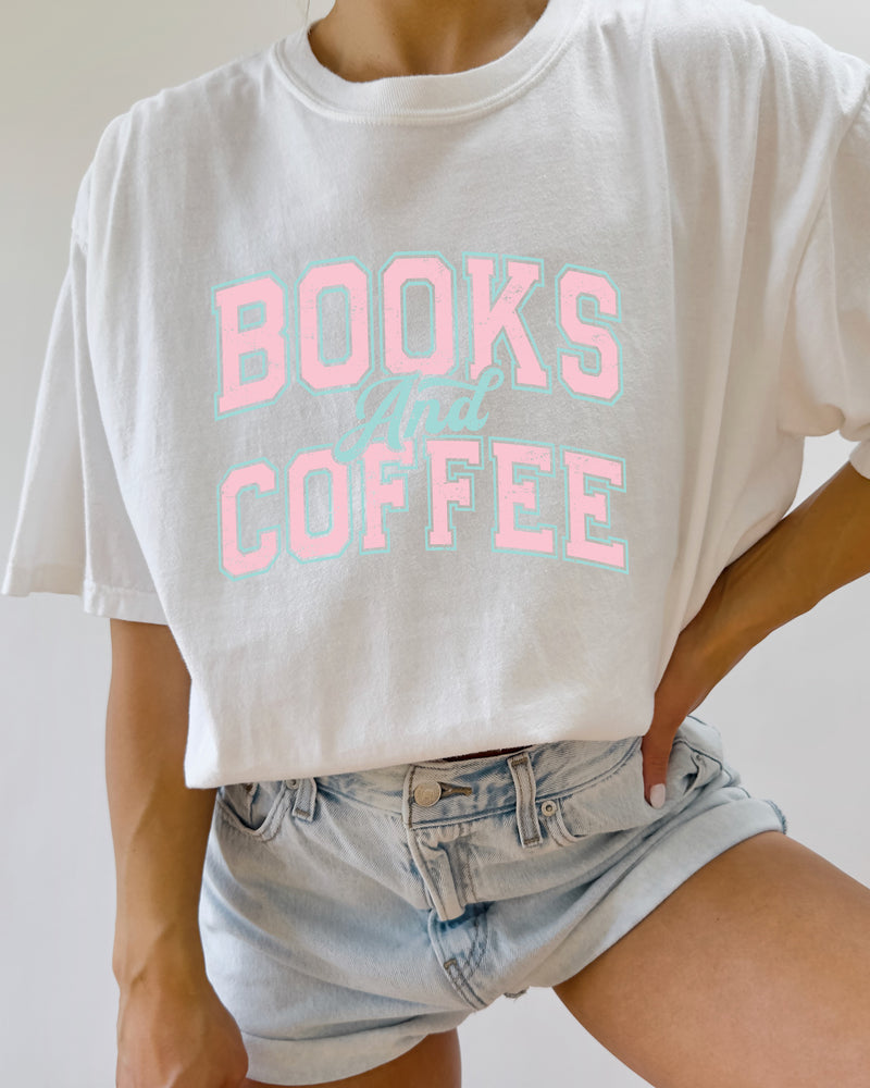 Books and Coffee Comfort Colors Garment Dyed T Shirt