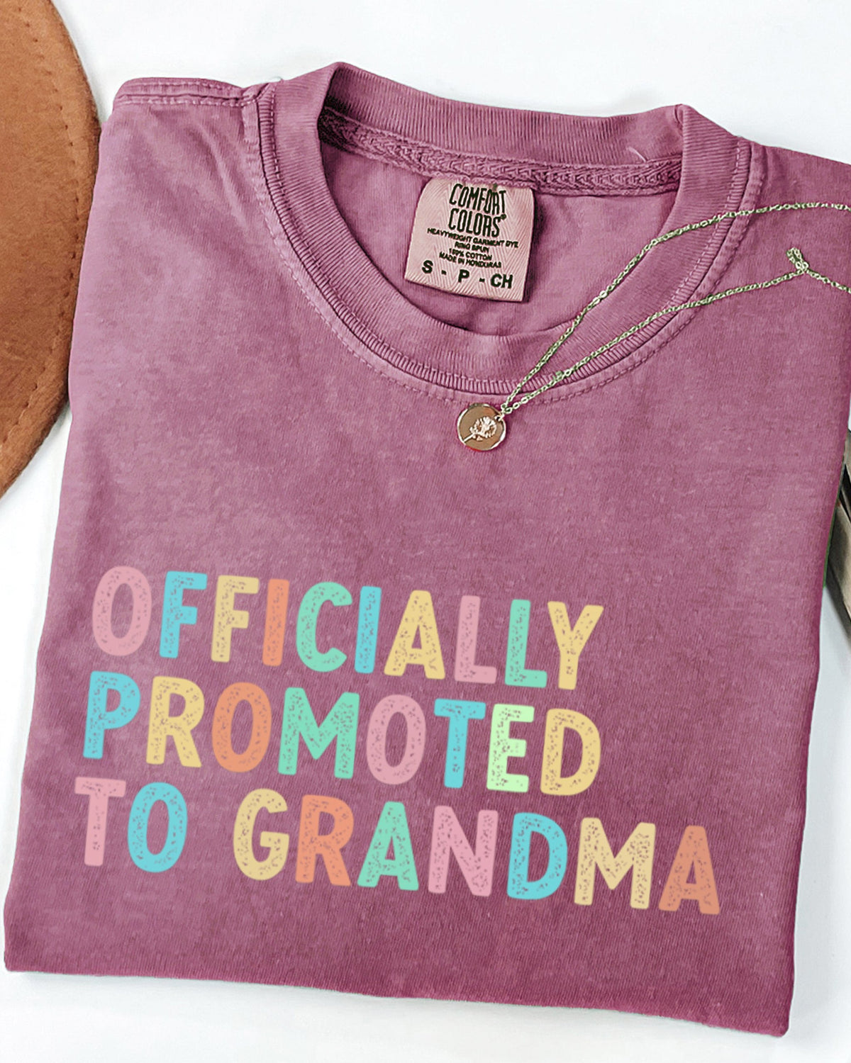 Officially Promoted To Grandma Comfort Colors T-Shirt, Pregnancy Announcement Gift
