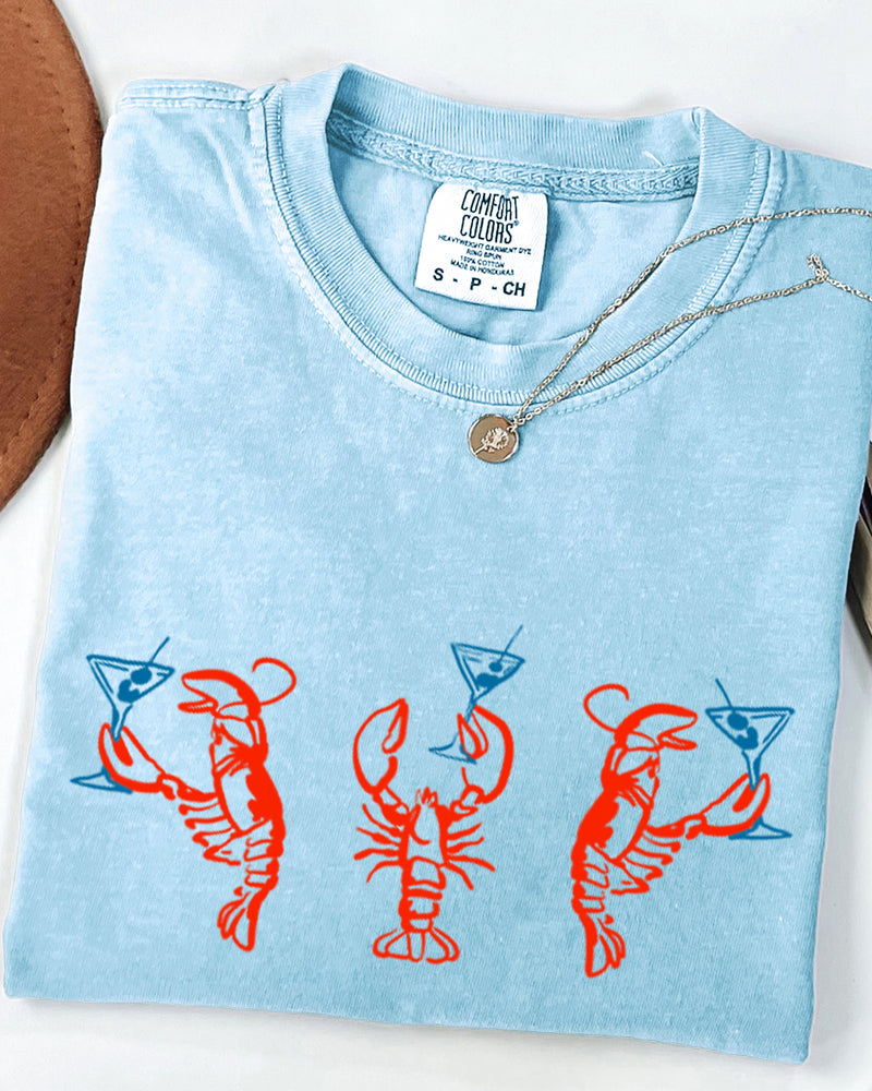 Lobster Martini Shrimp Beach Nature Comfort Colors T Shirt Vacation Lake Summer (Copy)