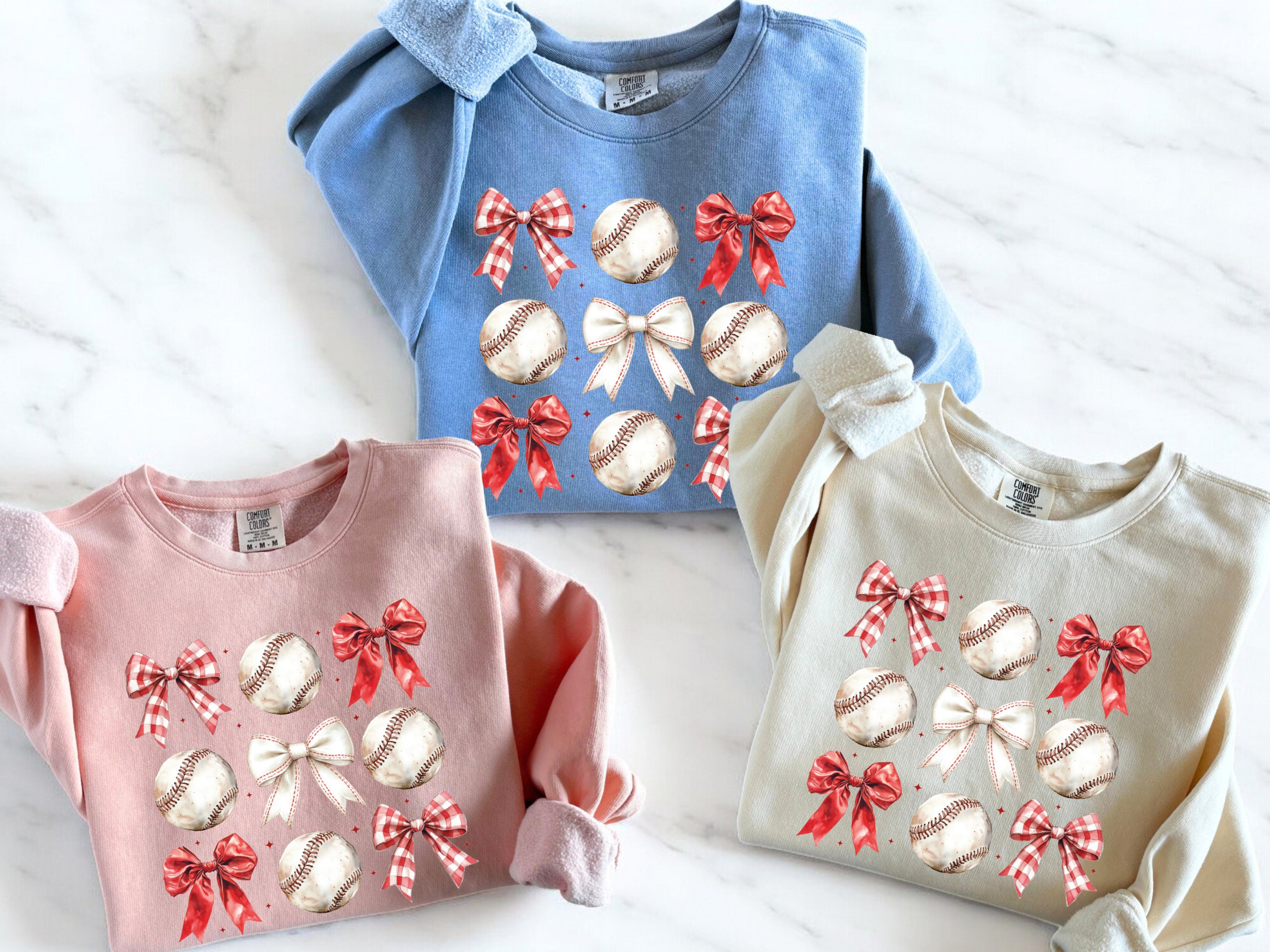 Baseball Mom Baseball Sports Garment Dyed Comfort Colors Sweatshirt (red ribbon and baseball)