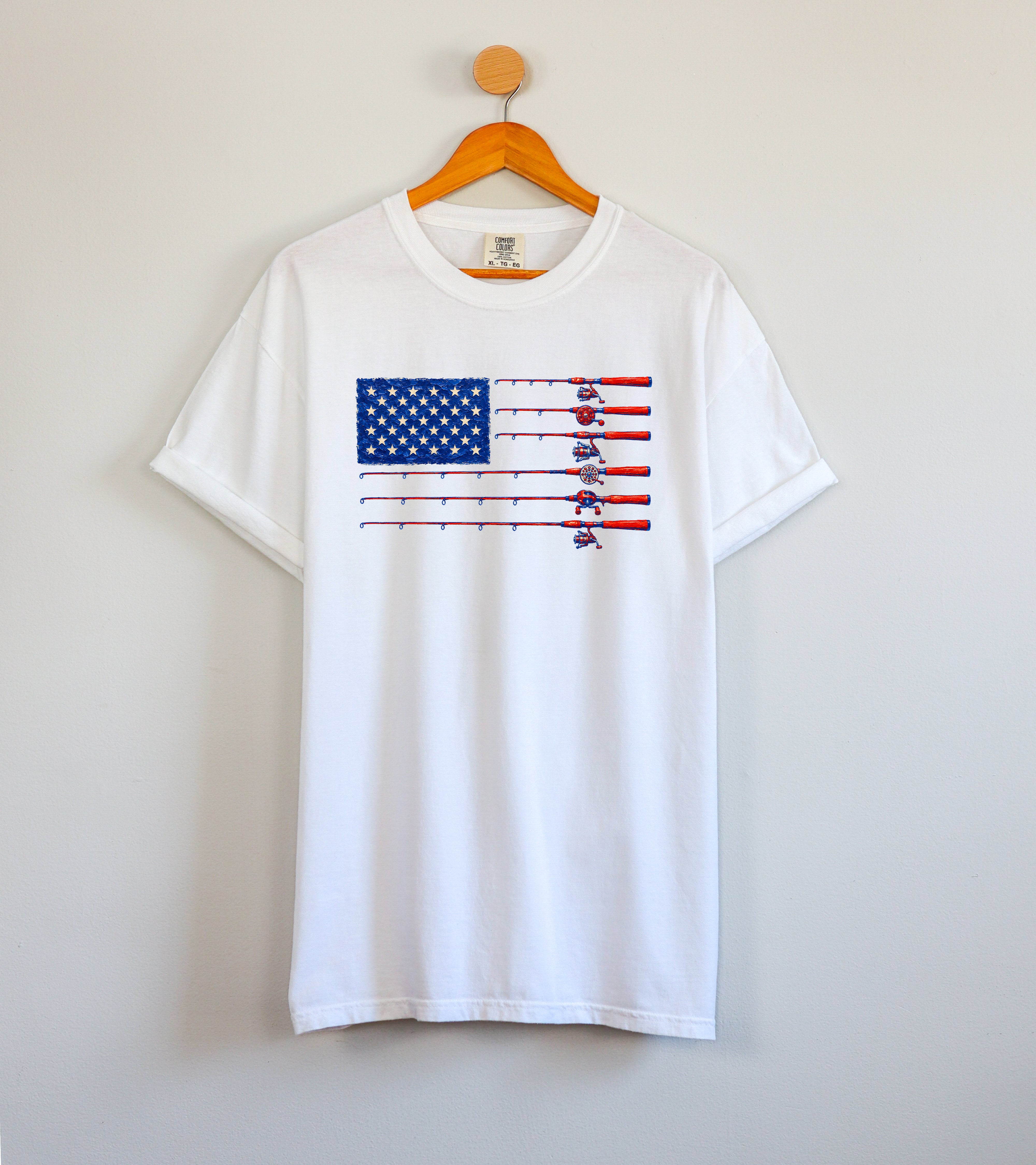 USA America Fishing Comfort Colors T Shirt - 4th of July, Memorial day, Veterans day gift for dad