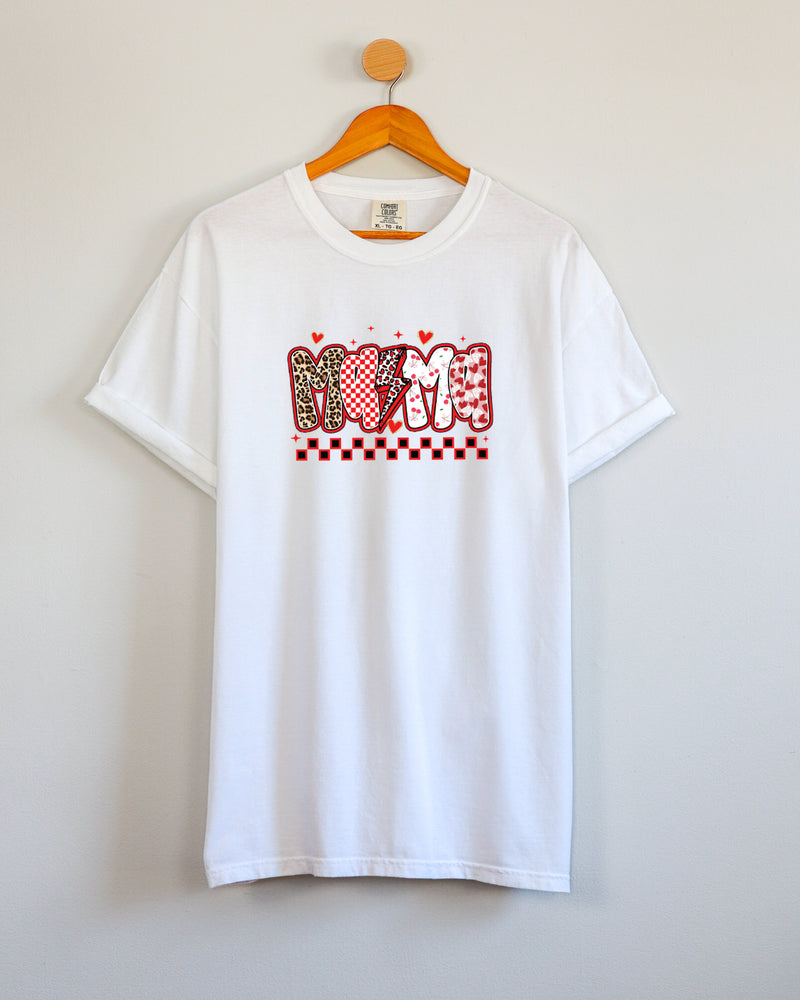 Mama Leopard Checkered Comfort Colors T Shirt