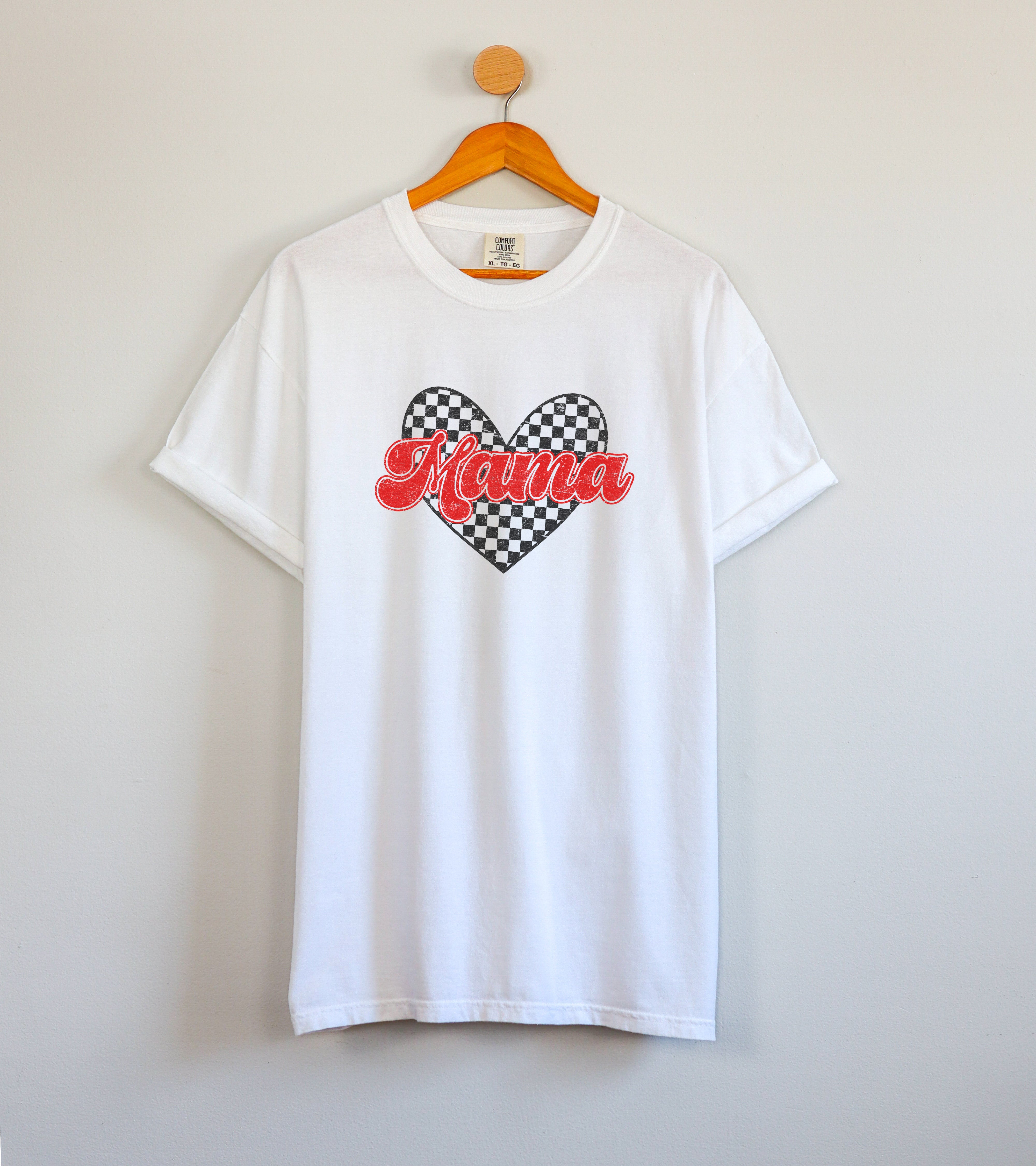 Mama Love Comfort Colors T Shirt (Checkered)