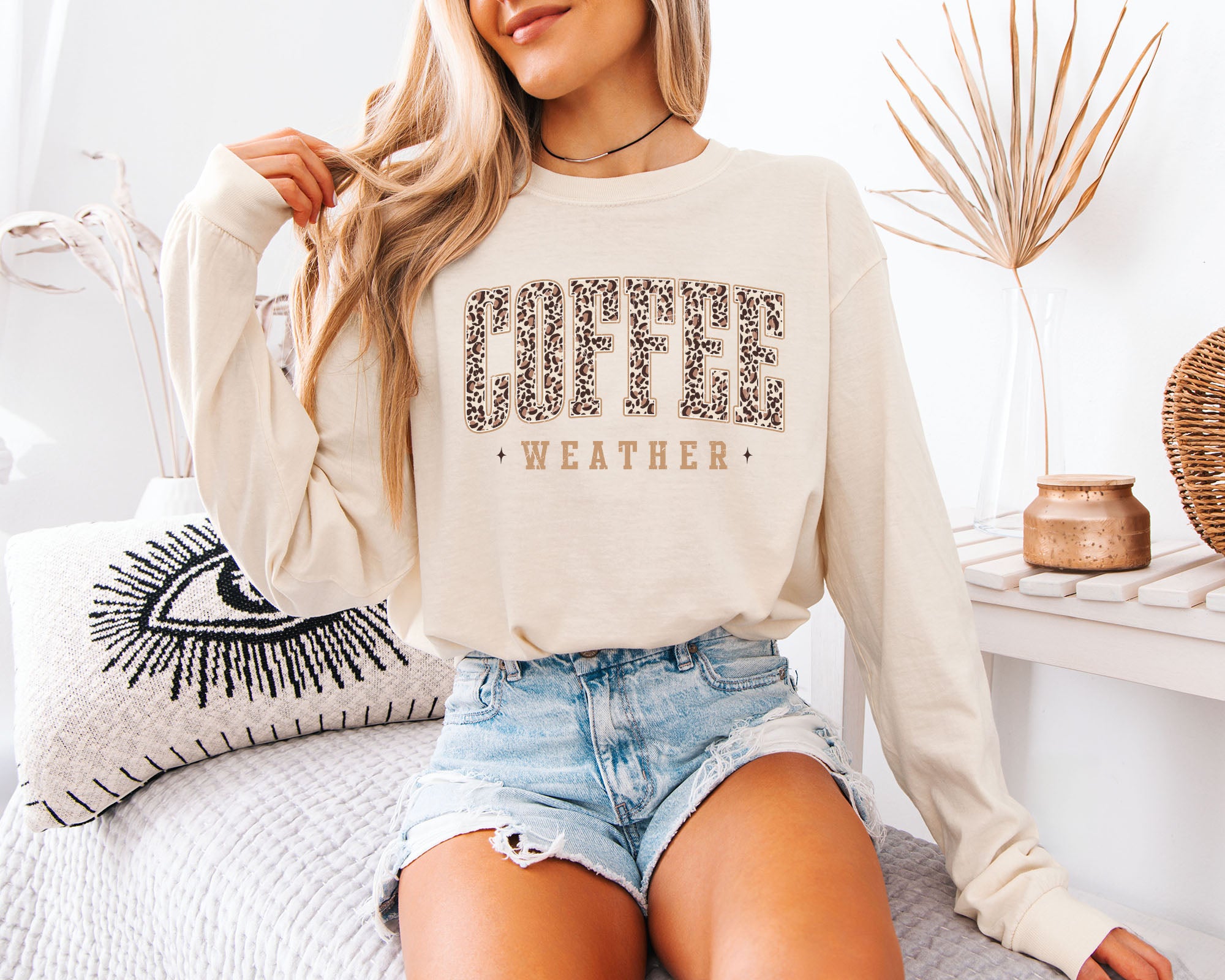 Comfort Colors Coffee Weather Fall Thanksgiving day Christmas Halloween Long Sleeve Shirt