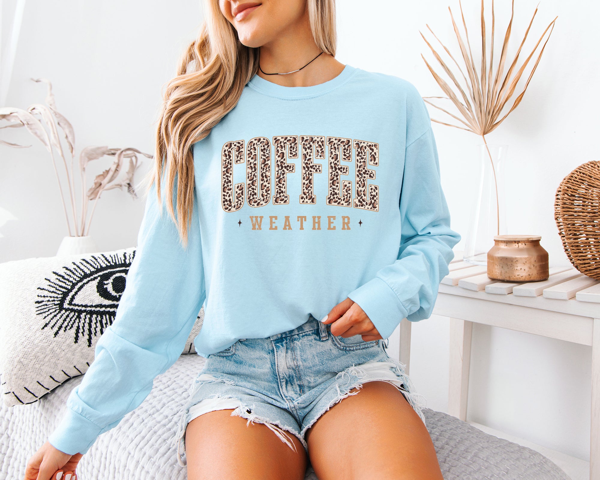 Comfort Colors Coffee Weather Fall Thanksgiving day Christmas Halloween Long Sleeve Shirt