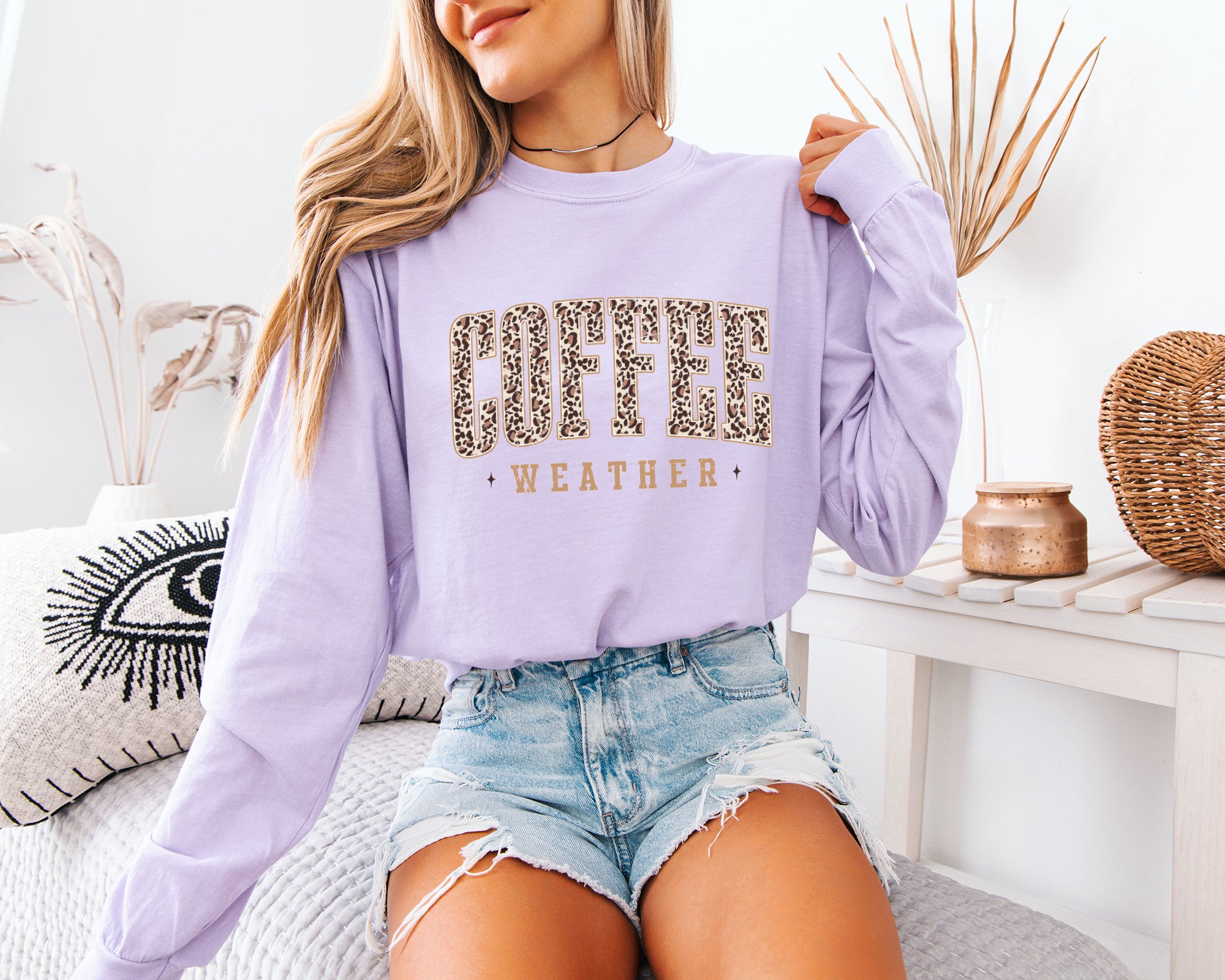 Comfort Colors Coffee Weather Fall Thanksgiving day Christmas Halloween Long Sleeve Shirt