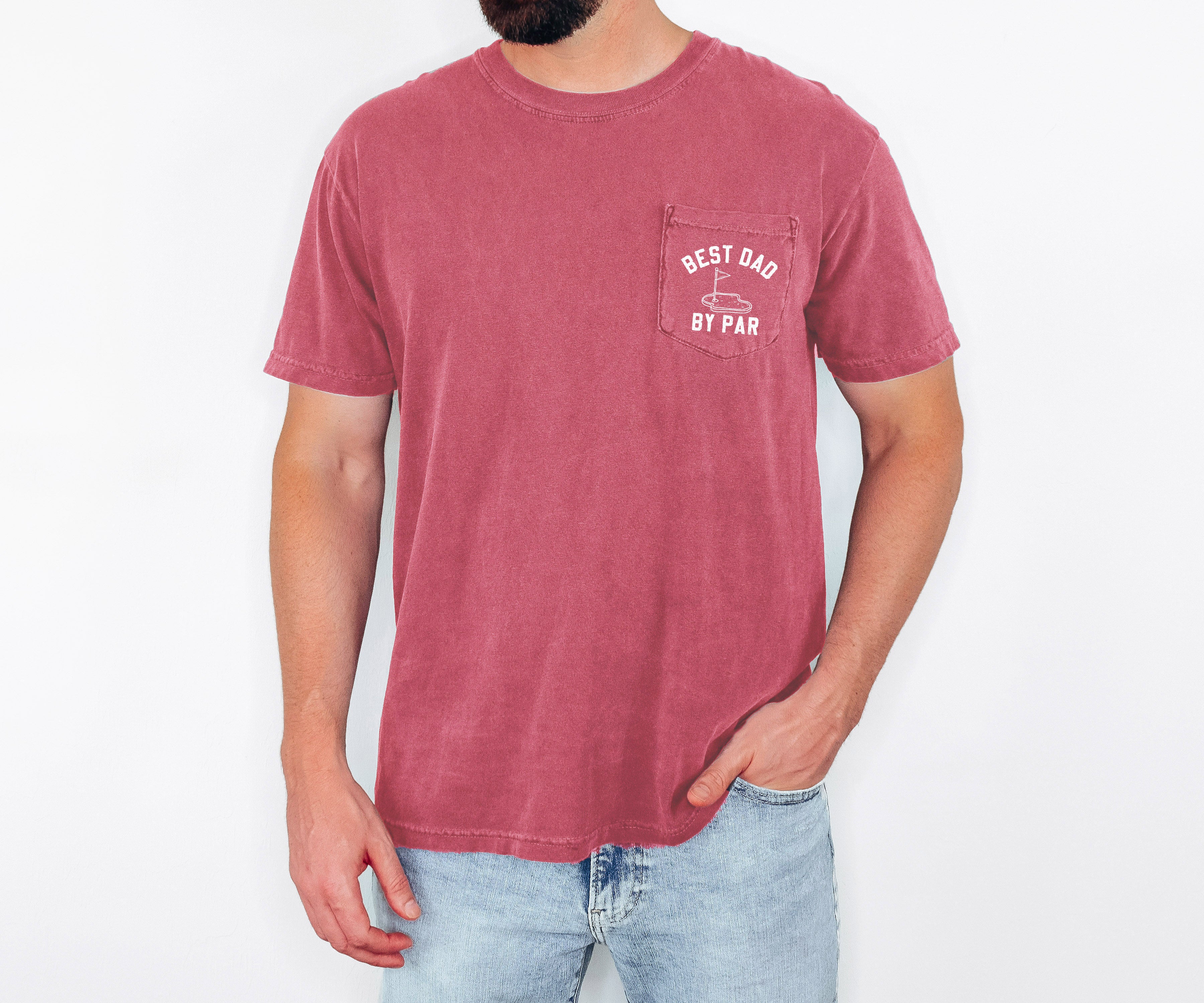 Best dad by par Comfort Colors Pocket T Shirt (Golf)