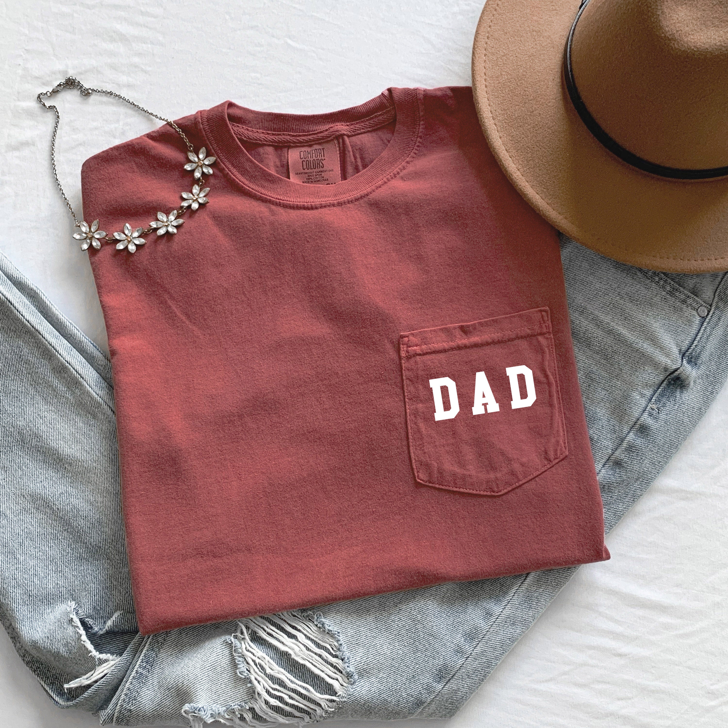 Dad Comfort Colors Pocket T Shirt (block font)
