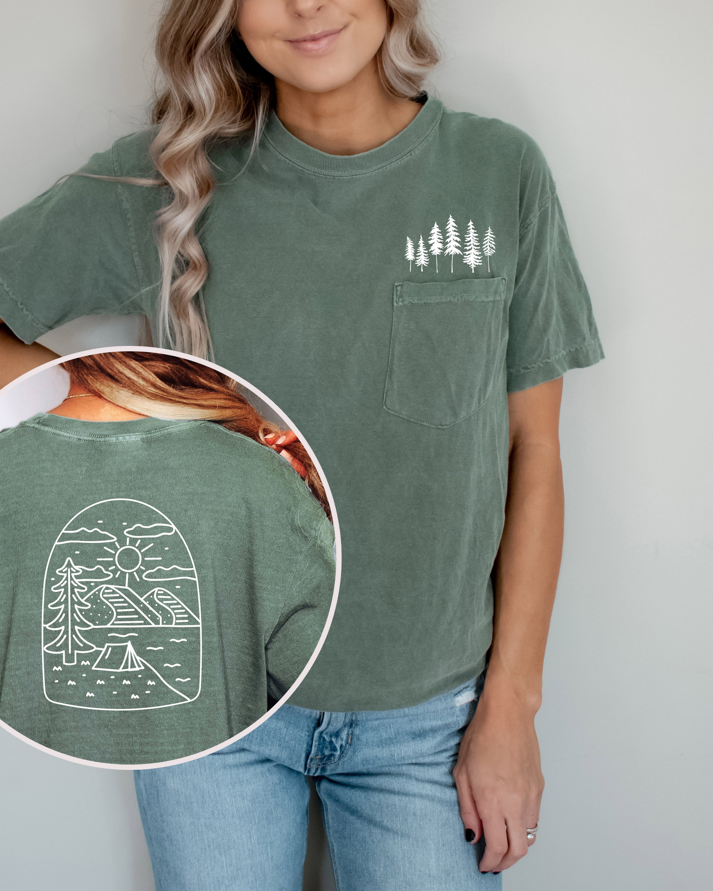 Camping Nature 100% cotton Comfort Colors Pocket T-Shirt – Outdoor Graphic Tee