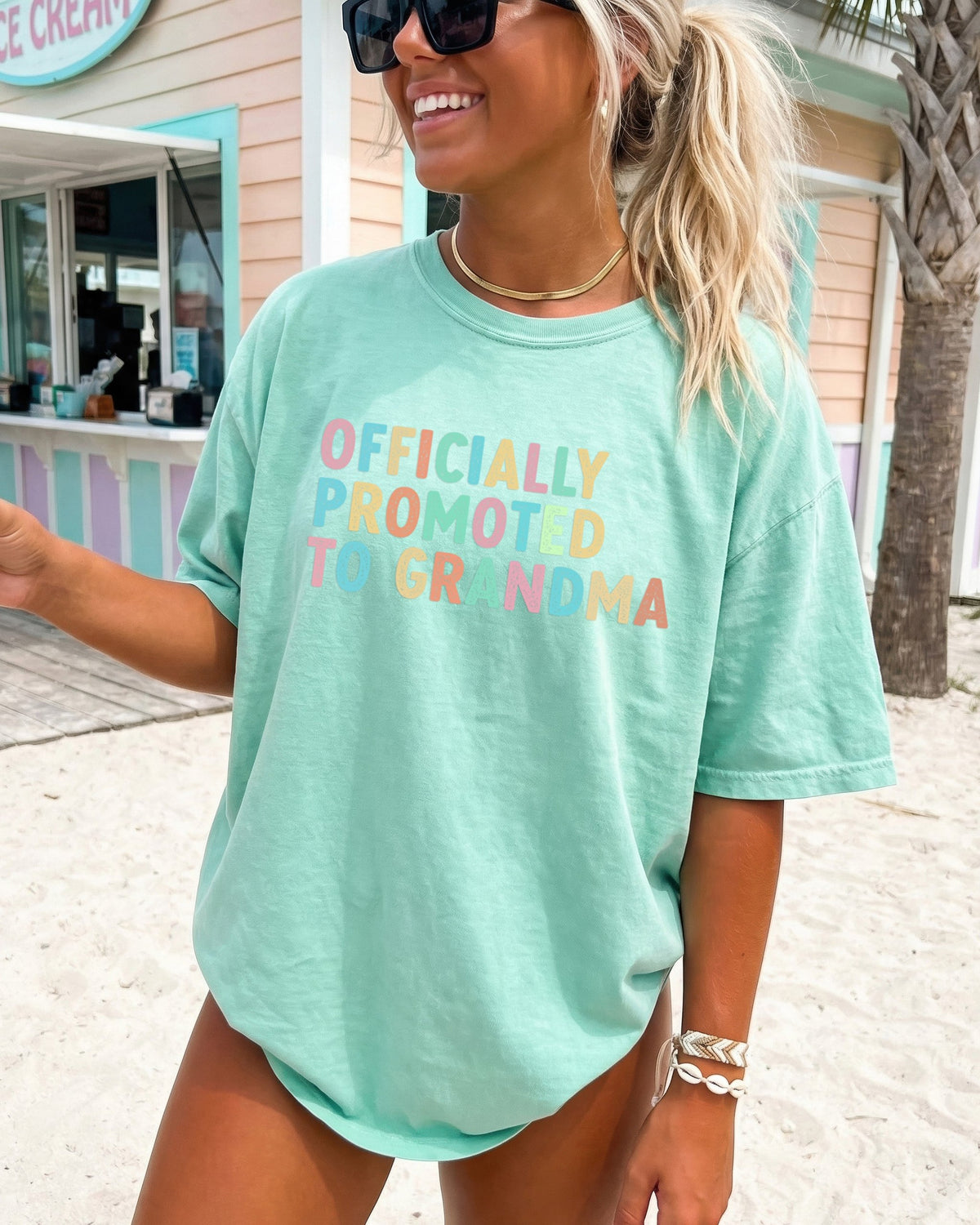 Officially Promoted To Grandma Comfort Colors T-Shirt, Pregnancy Announcement Gift
