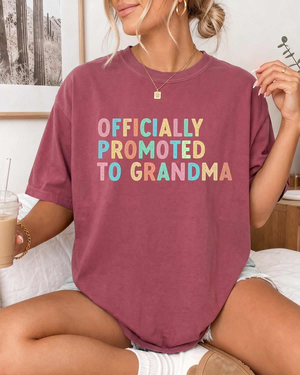 Officially Promoted To Grandma Comfort Colors T-Shirt, Pregnancy Announcement Gift