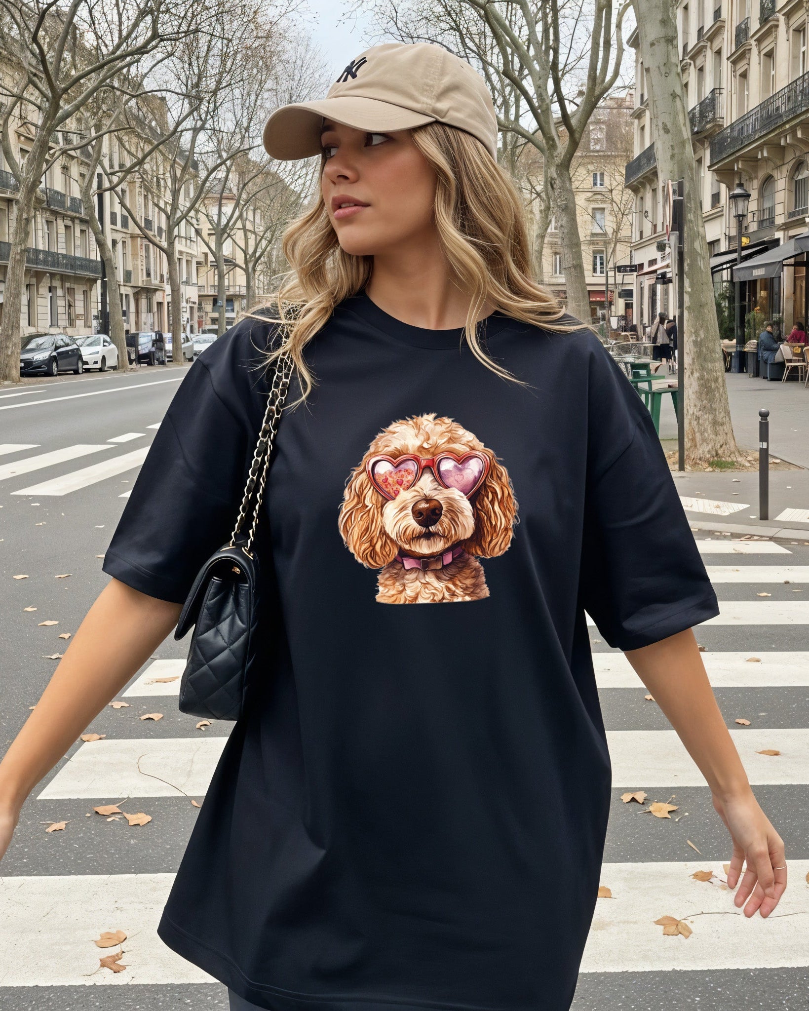 Golden Doodle Valentine's day Dog Mom Heart Comfort Colors Garment Dyed T Shirt (glasses)