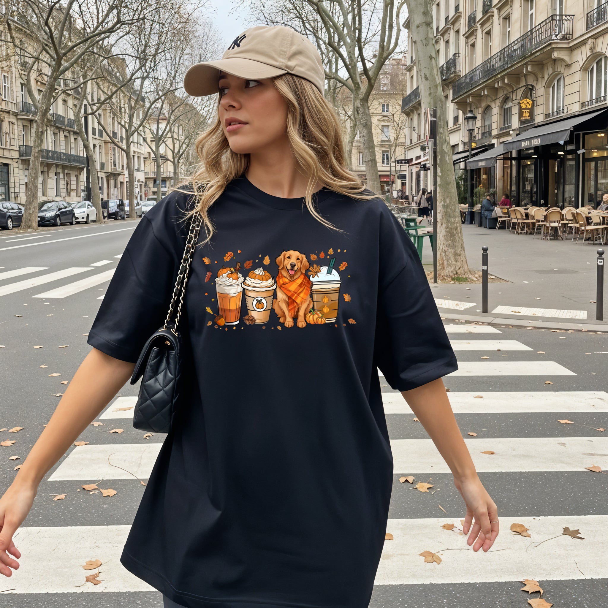 Coffee Pumpkin Spice Latte and Retriever Fall Thanksgiving day Christmas Autumn Comfort Colors Garment Dyed T Shirt