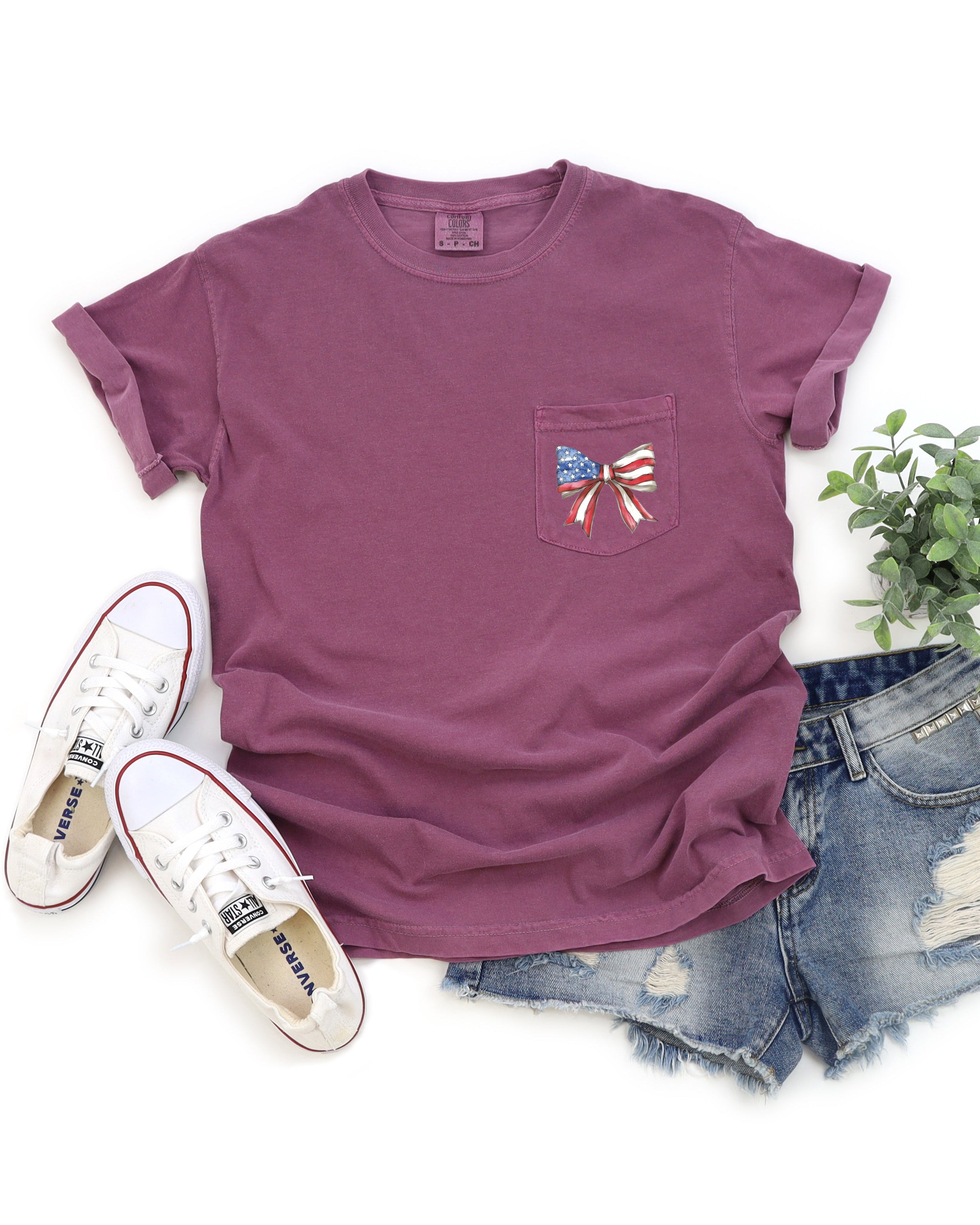 America Flag USA Ribbon Color Comfort Colors Pocket T Shirt | Independent day, Memorial's day