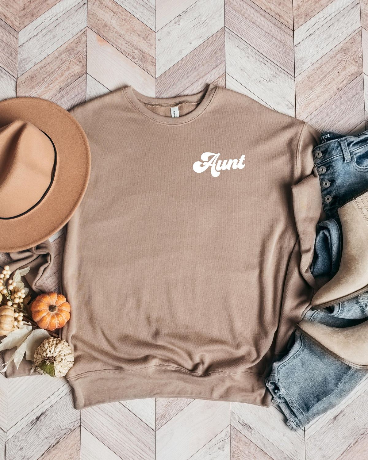 Aunt Groovy Sponge Fleece Crewneck Sweatshirt (Left Chest)