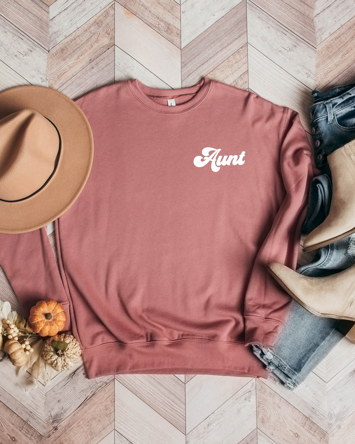 Aunt Groovy Sponge Fleece Crewneck Sweatshirt (Left Chest)