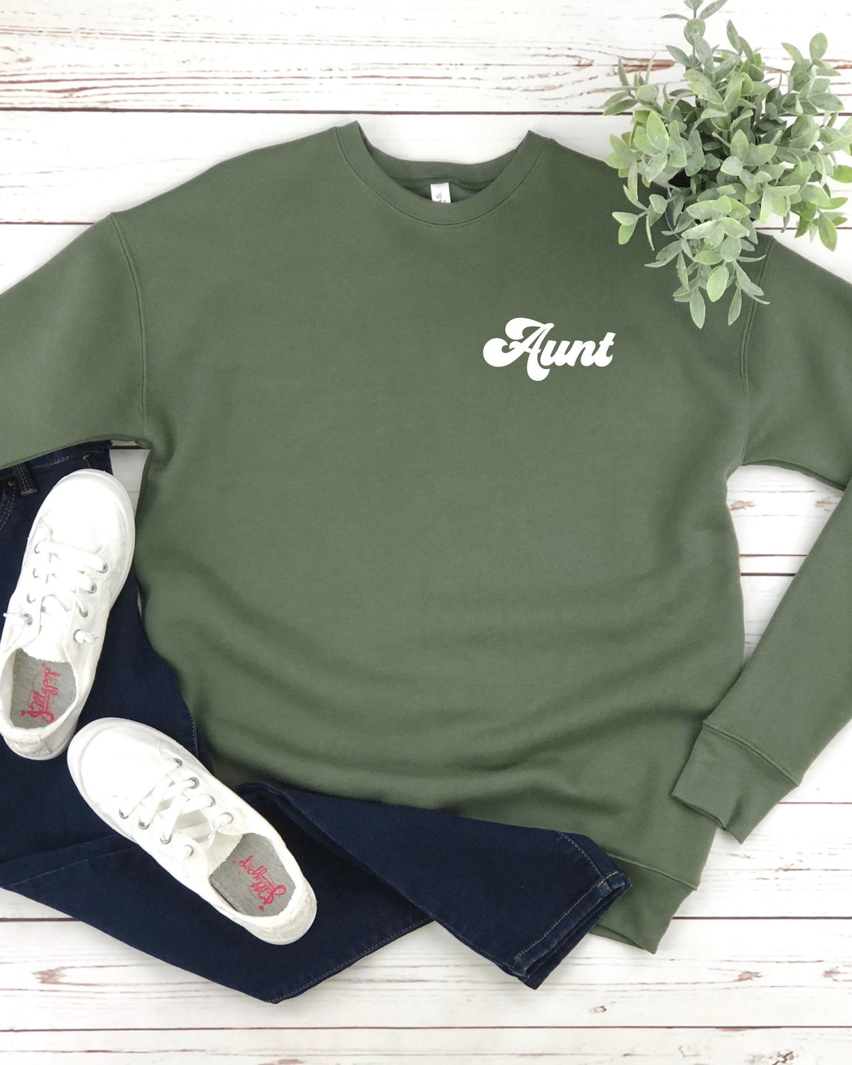 Aunt Groovy Sponge Fleece Crewneck Sweatshirt (Left Chest)