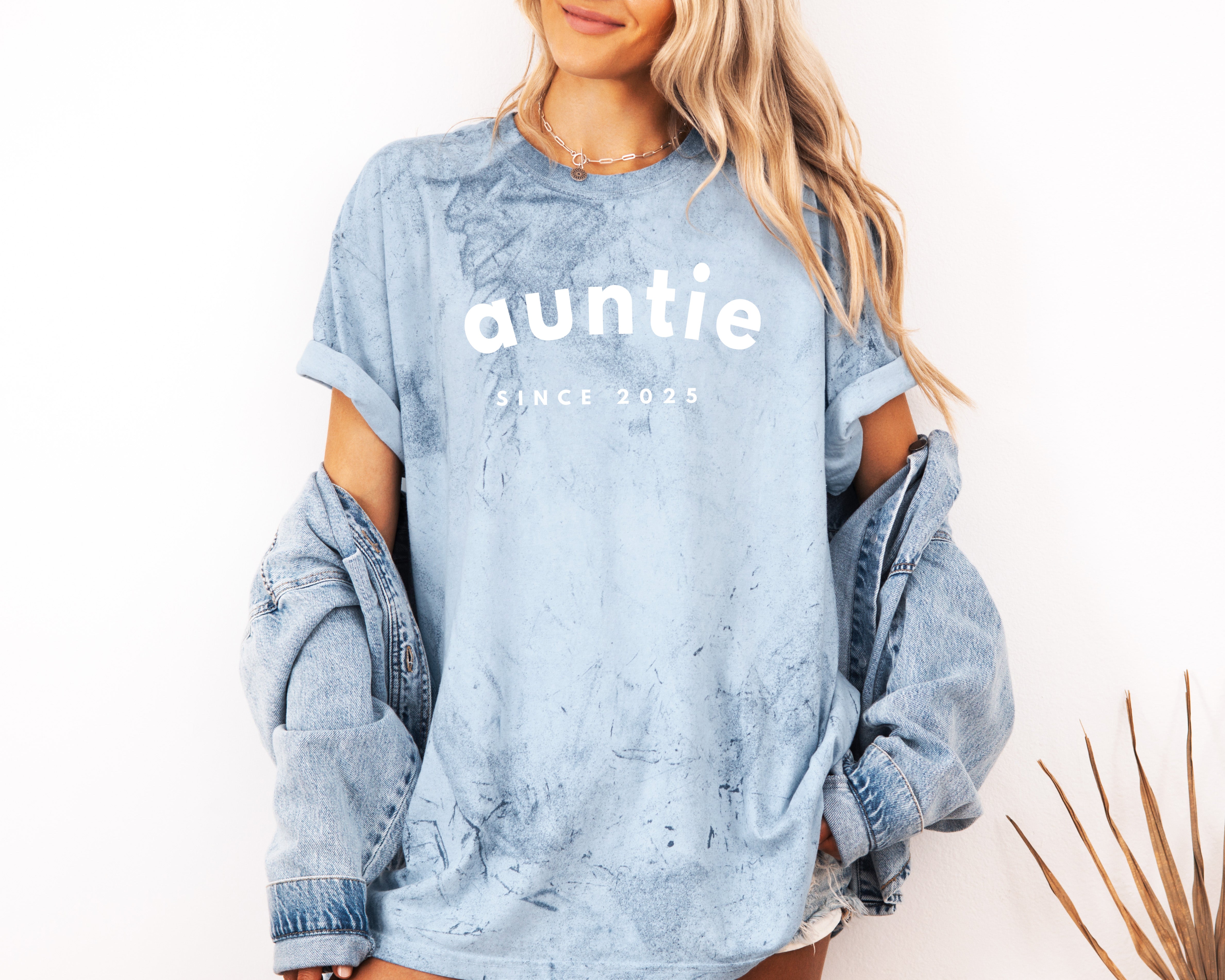 Aunt Personalized Est Year Comfort Colors T Shirt (sportan font)