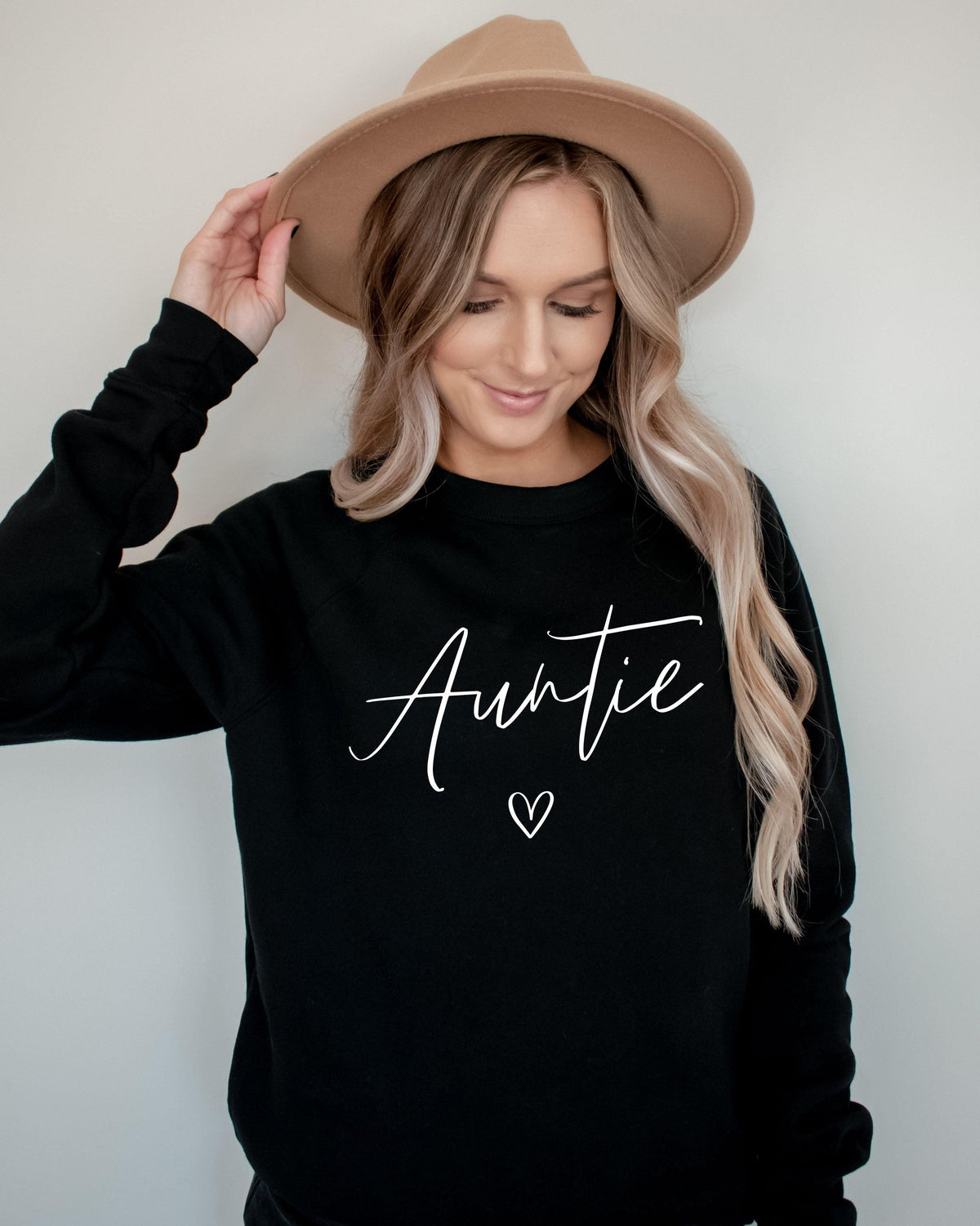 Auntie Heart Underneath Drop Shoulder Sponge Fleece Crewneck Sweatshirt