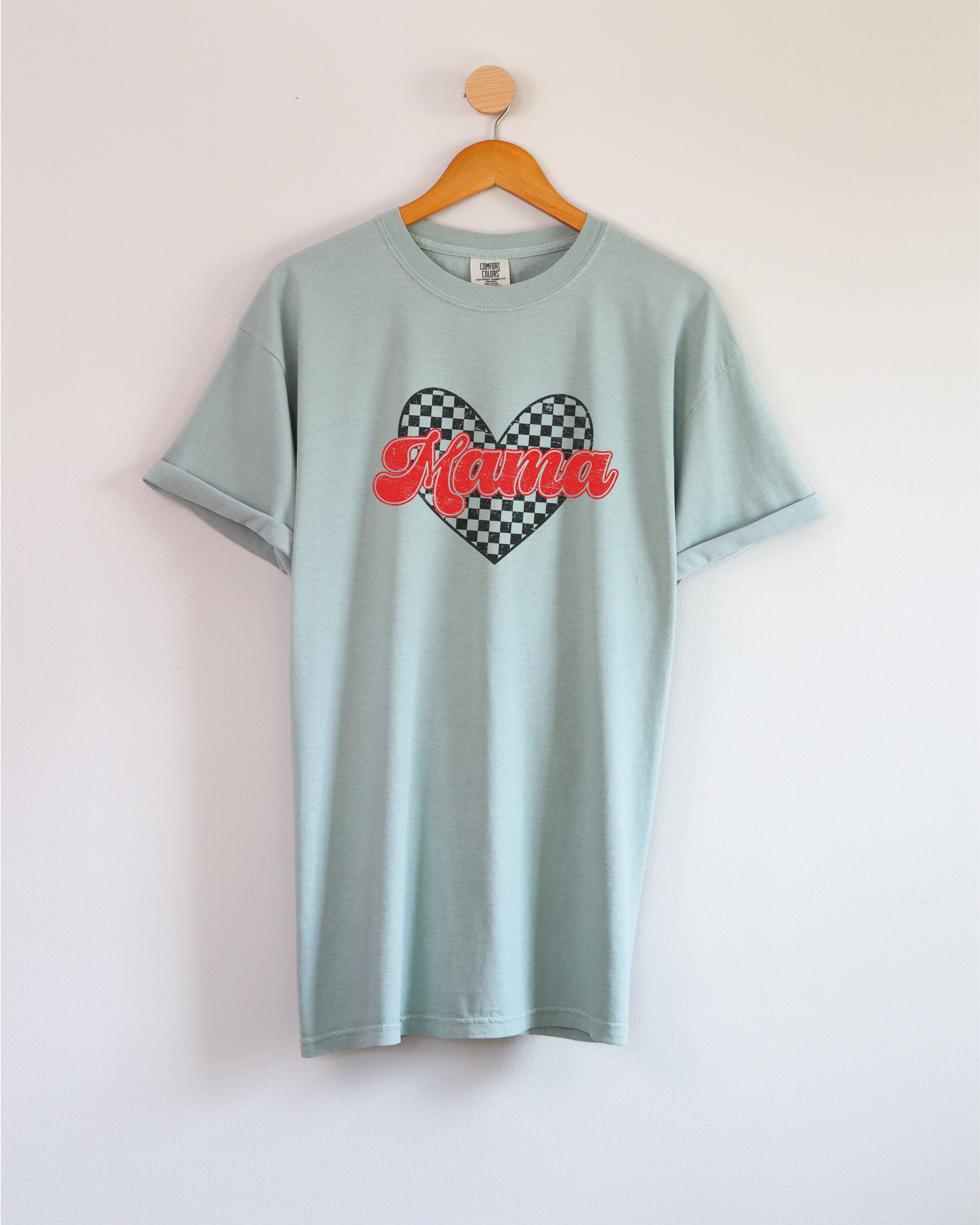 Mama Love Comfort Colors T Shirt (Checkered)
