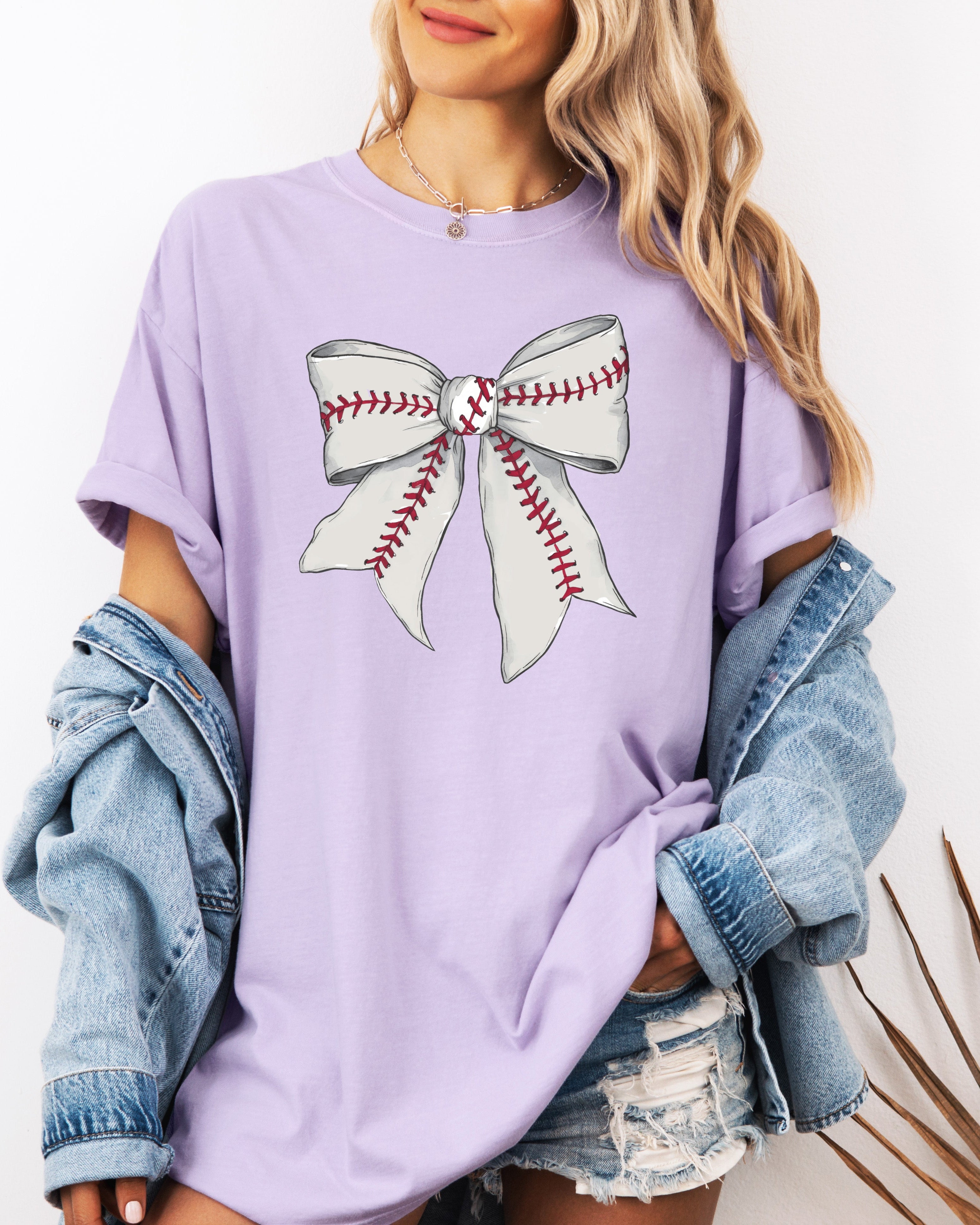 Baseball Lover Mom Game Day Comfort Colors Graphic Tees (Ribbon)