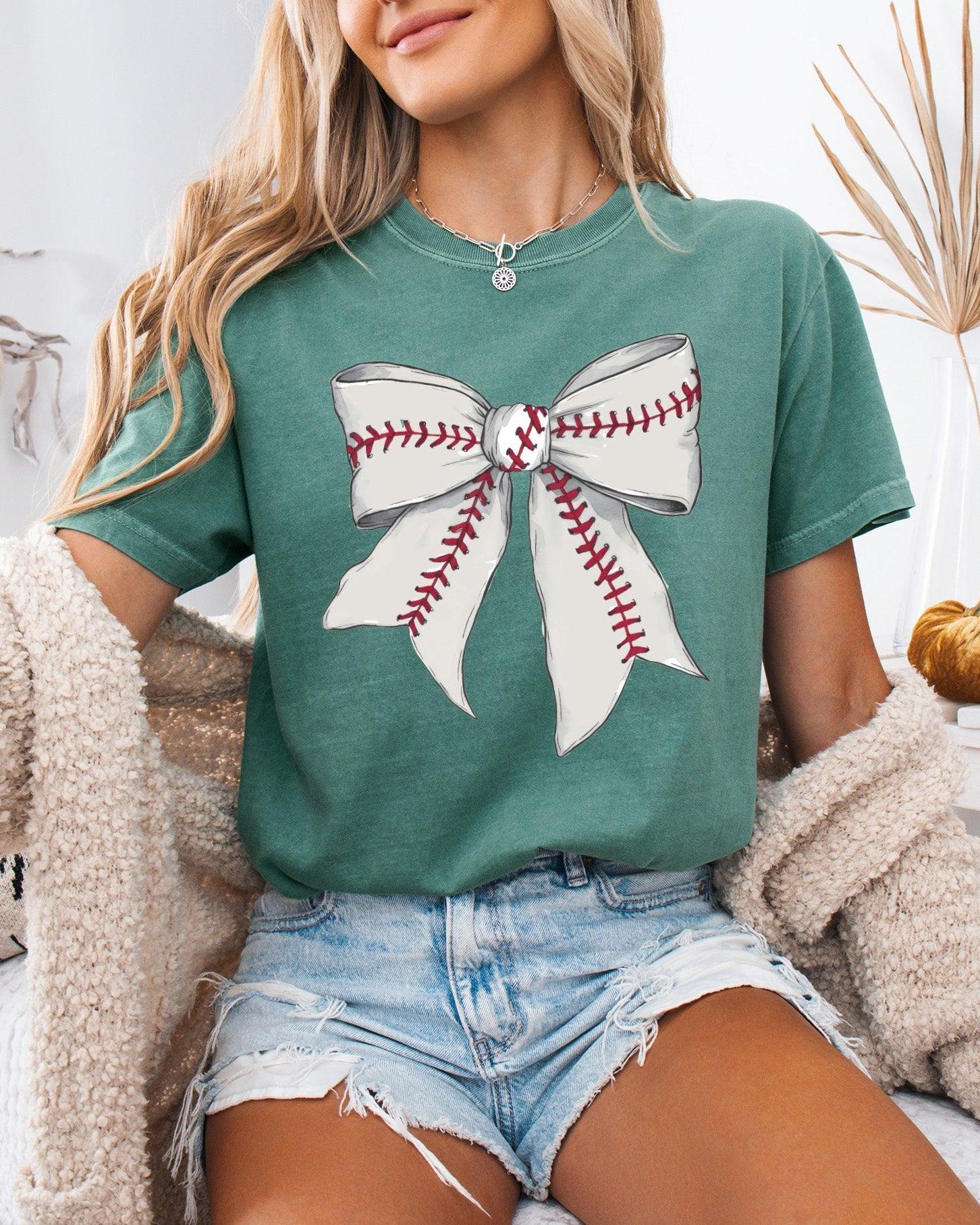 Baseball Lover Mom Game Day Comfort Colors Graphic Tees (Ribbon)