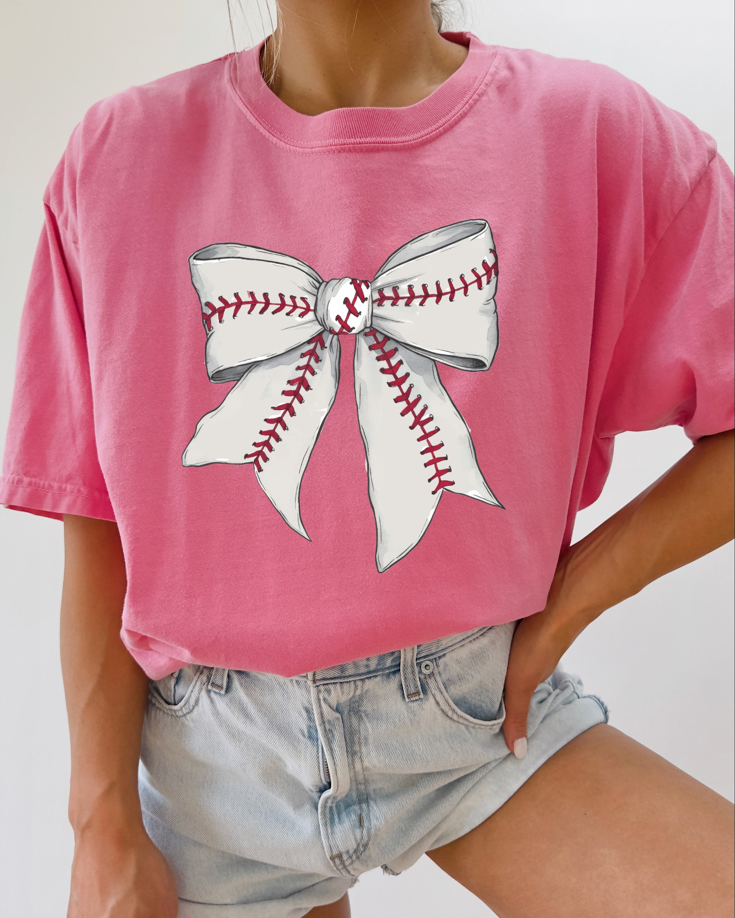 Baseball Lover Mom Game Day Comfort Colors Graphic Tees (Ribbon)
