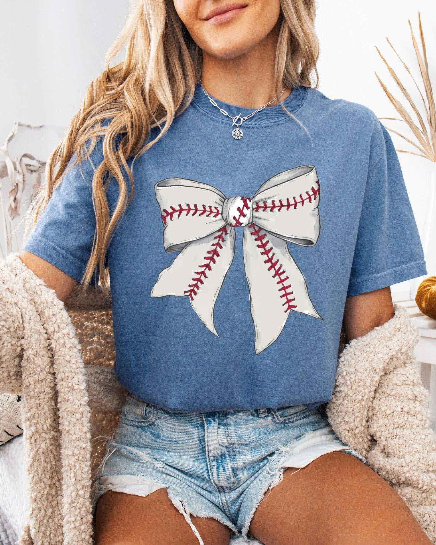 Baseball Lover Mom Game Day Comfort Colors Graphic Tees (Ribbon)