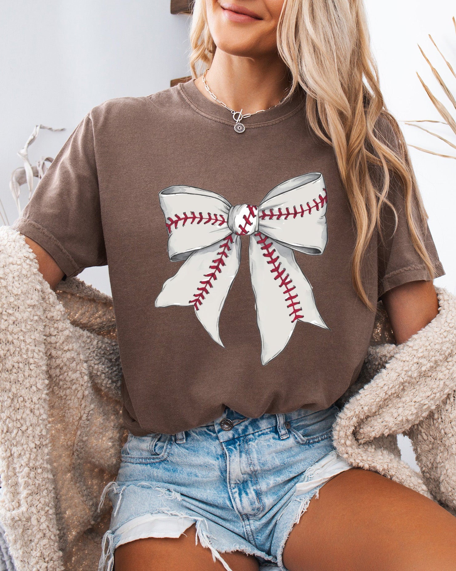 Baseball Lover Mom Game Day Comfort Colors Graphic Tees (Ribbon)
