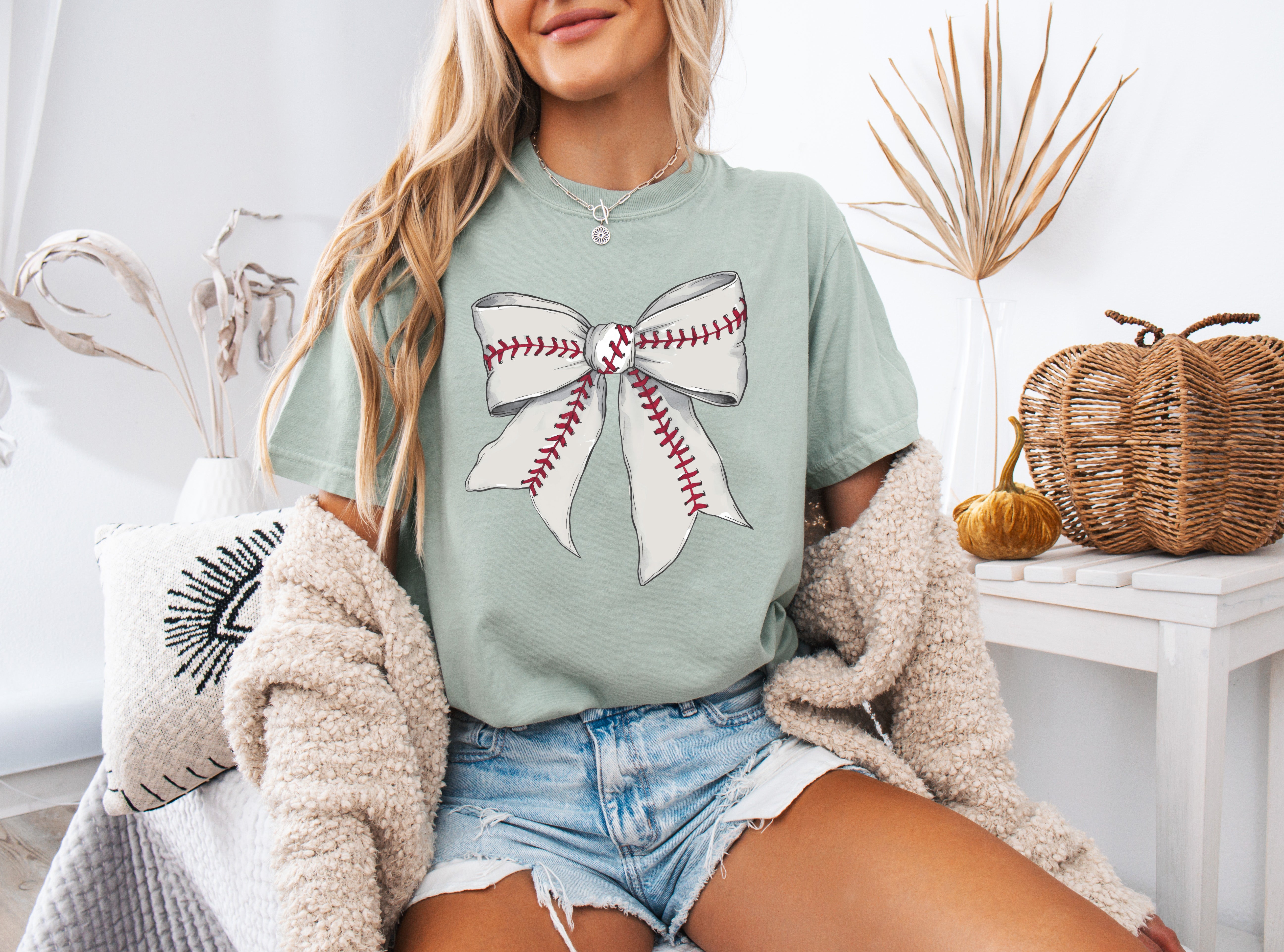 Baseball Lover Mom Game Day Comfort Colors Graphic Tees (Ribbon)