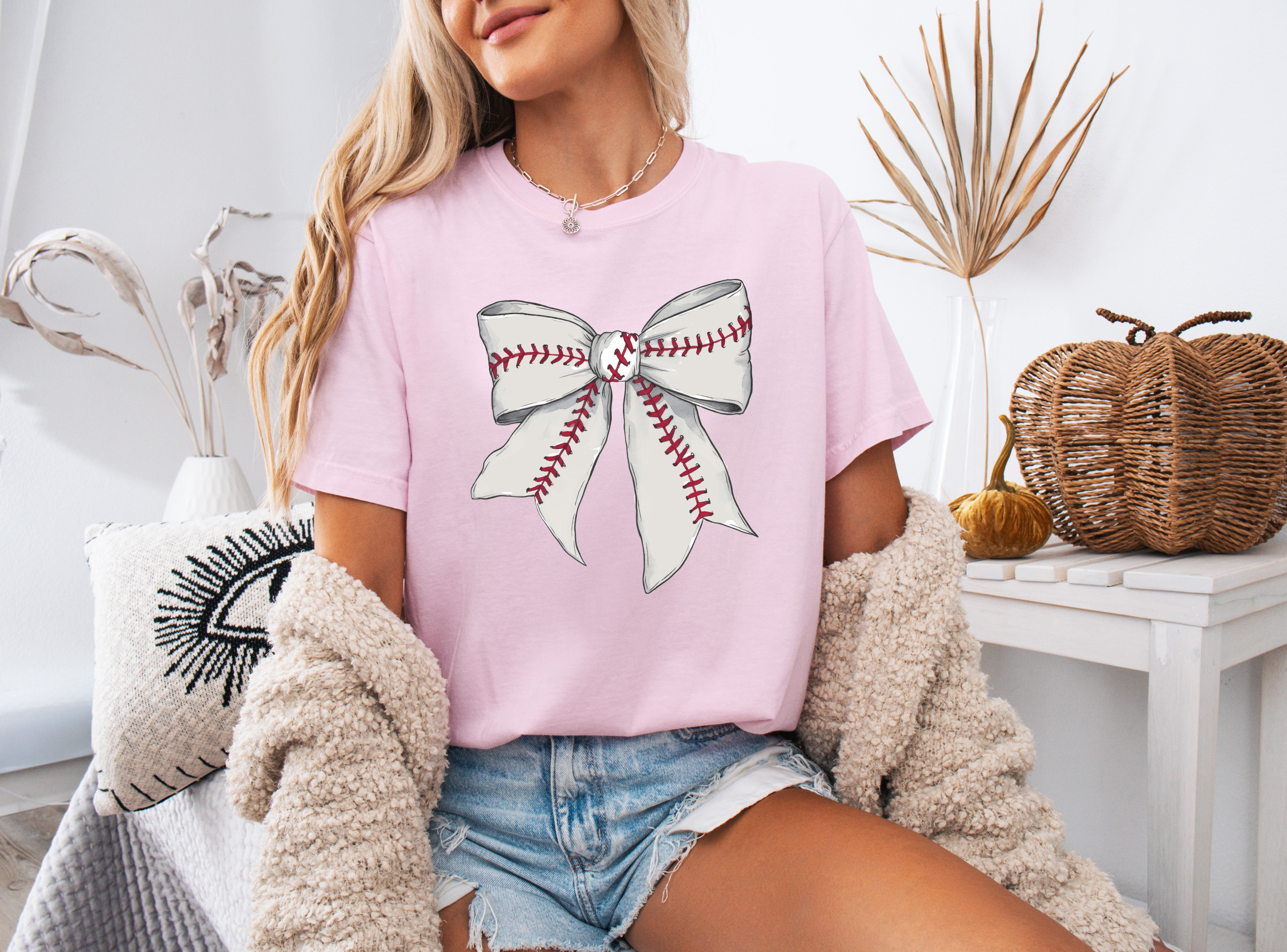 Baseball Lover Mom Game Day Comfort Colors Graphic Tees (Ribbon)