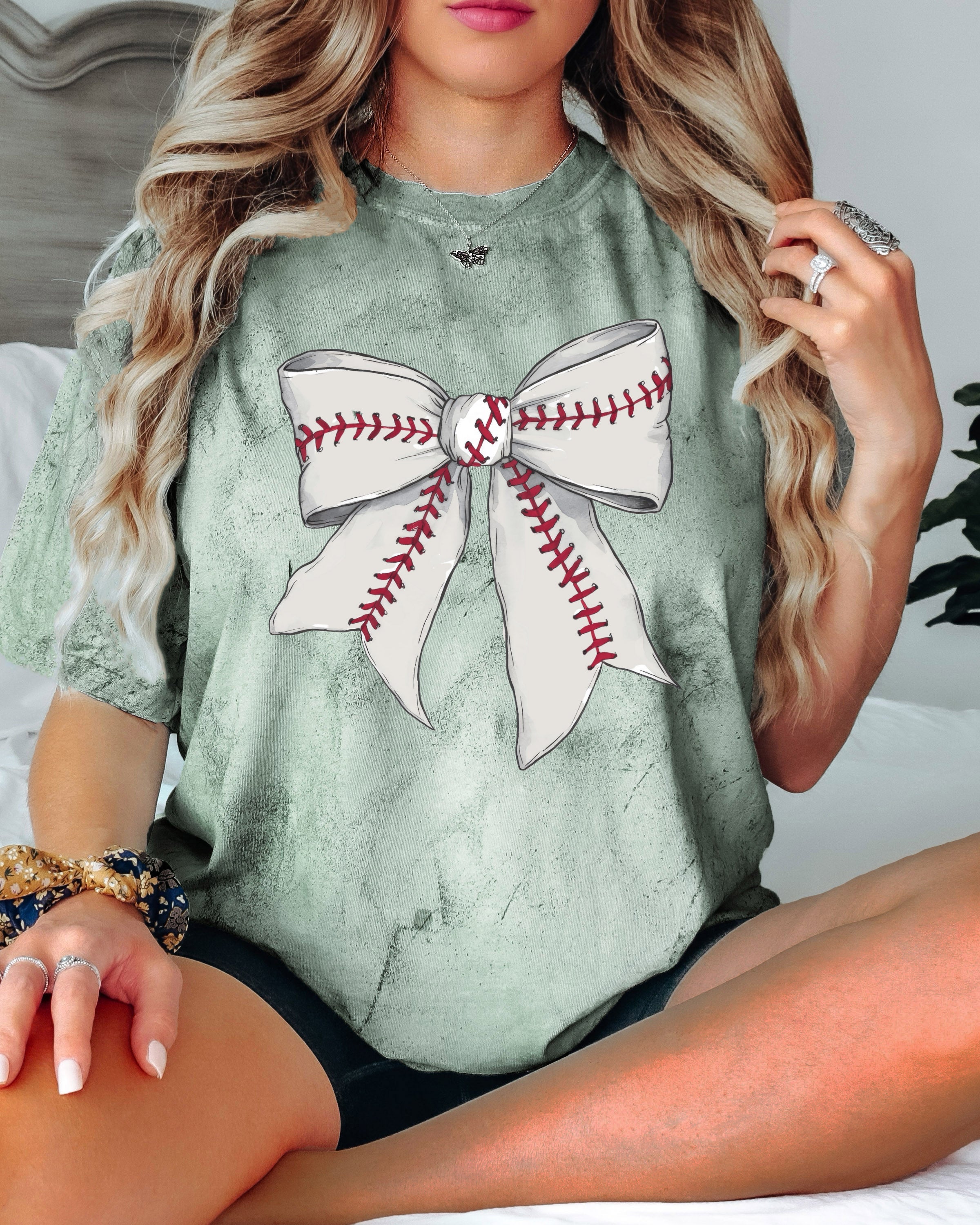Baseball Lover Mom Game Day Comfort Colors Graphic Tees (Ribbon)