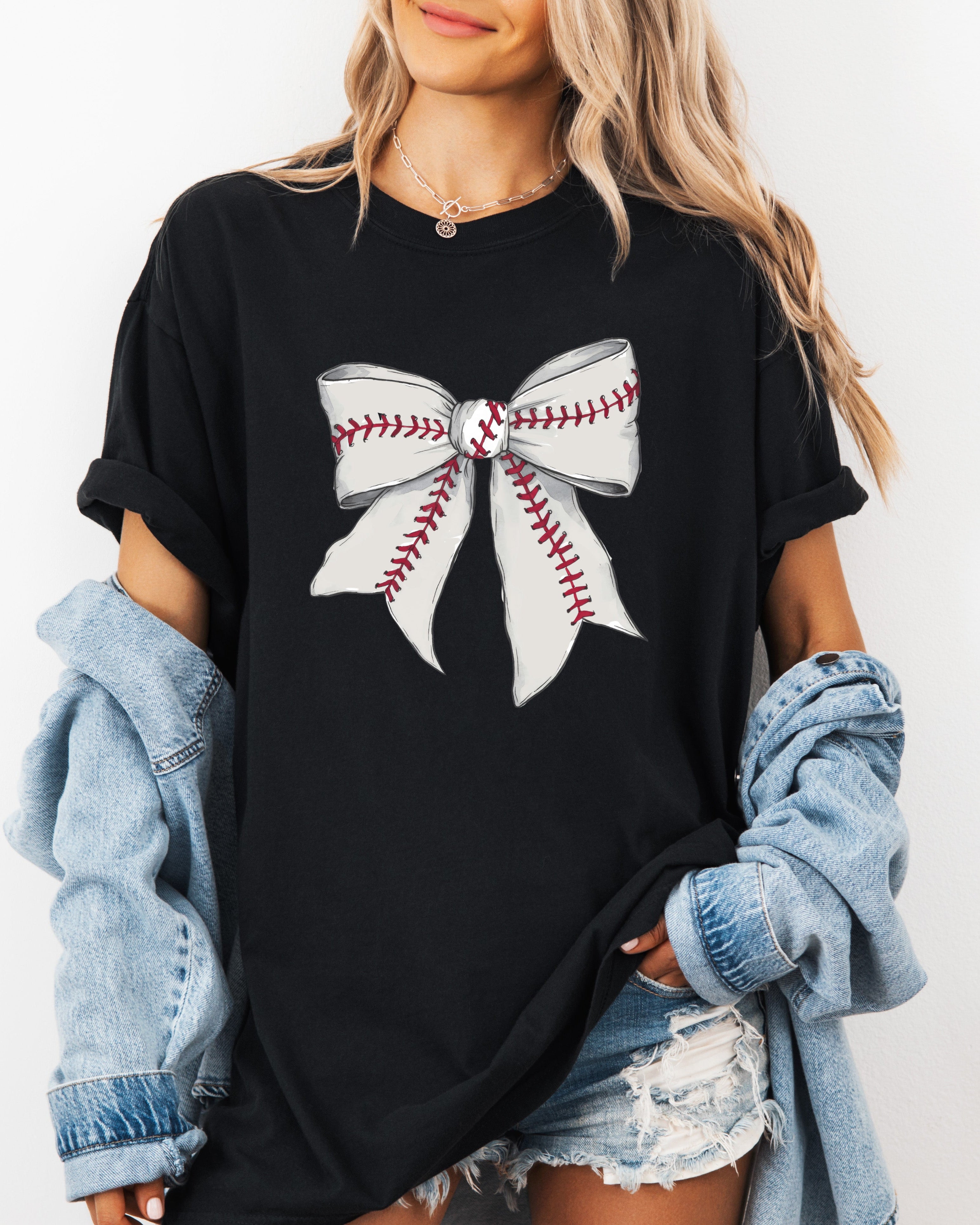 Baseball Lover Mom Game Day Comfort Colors Graphic Tees (Ribbon)