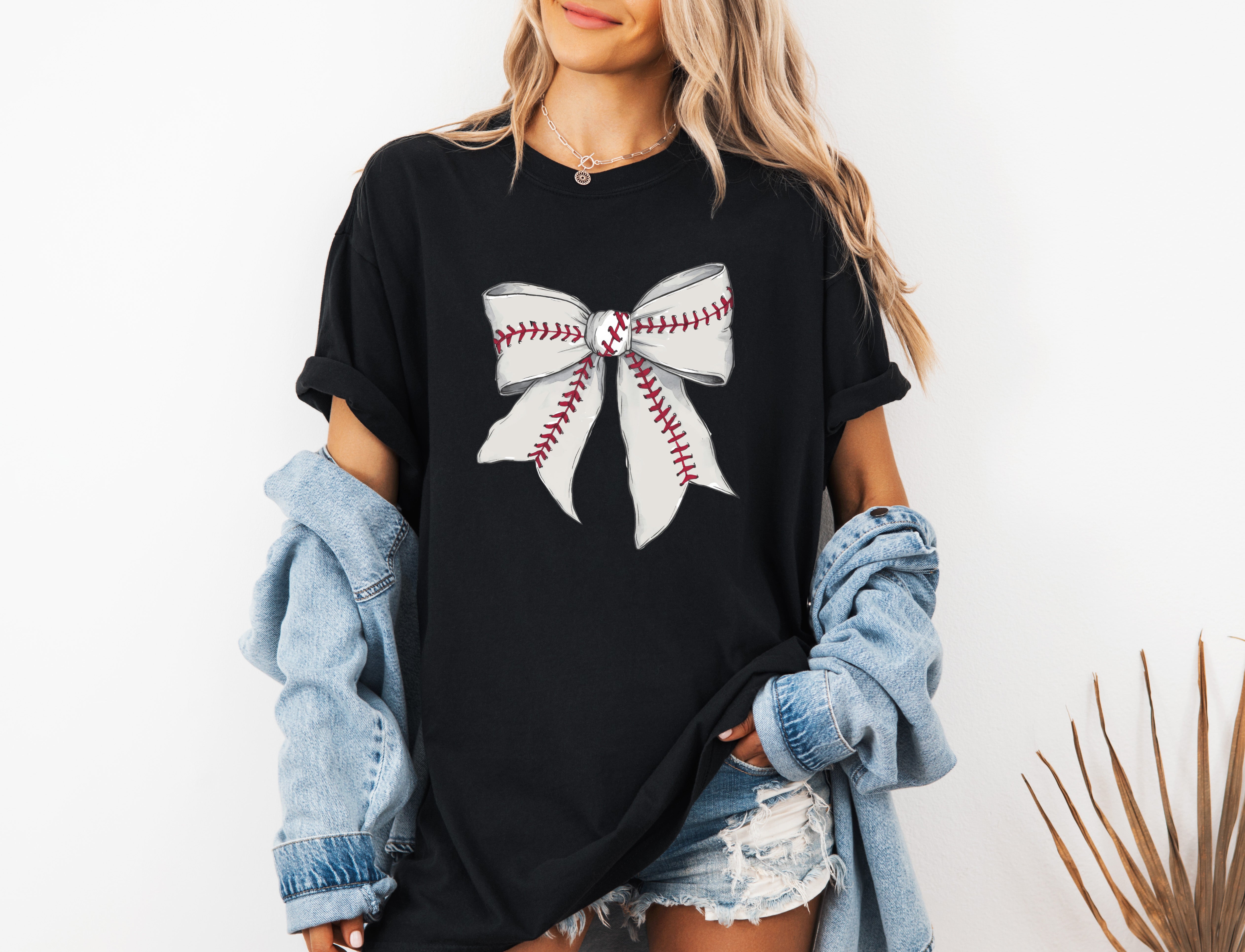 Baseball Lover Mom Game Day Comfort Colors Graphic Tees (Ribbon)