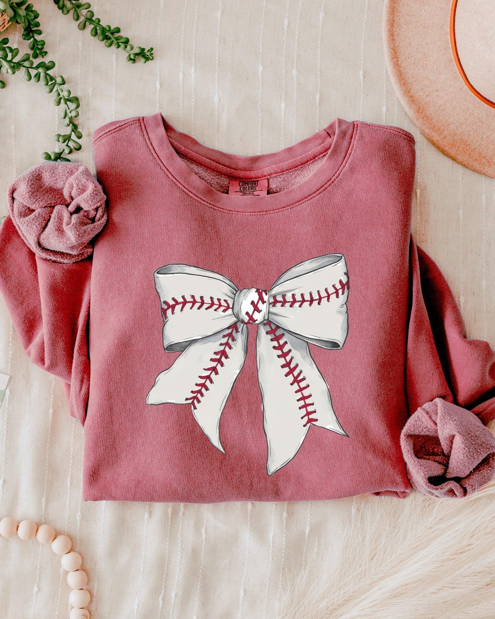Baseball Sports Mom Ribbon Garment Dyed Comfort Colors Sweatshirt