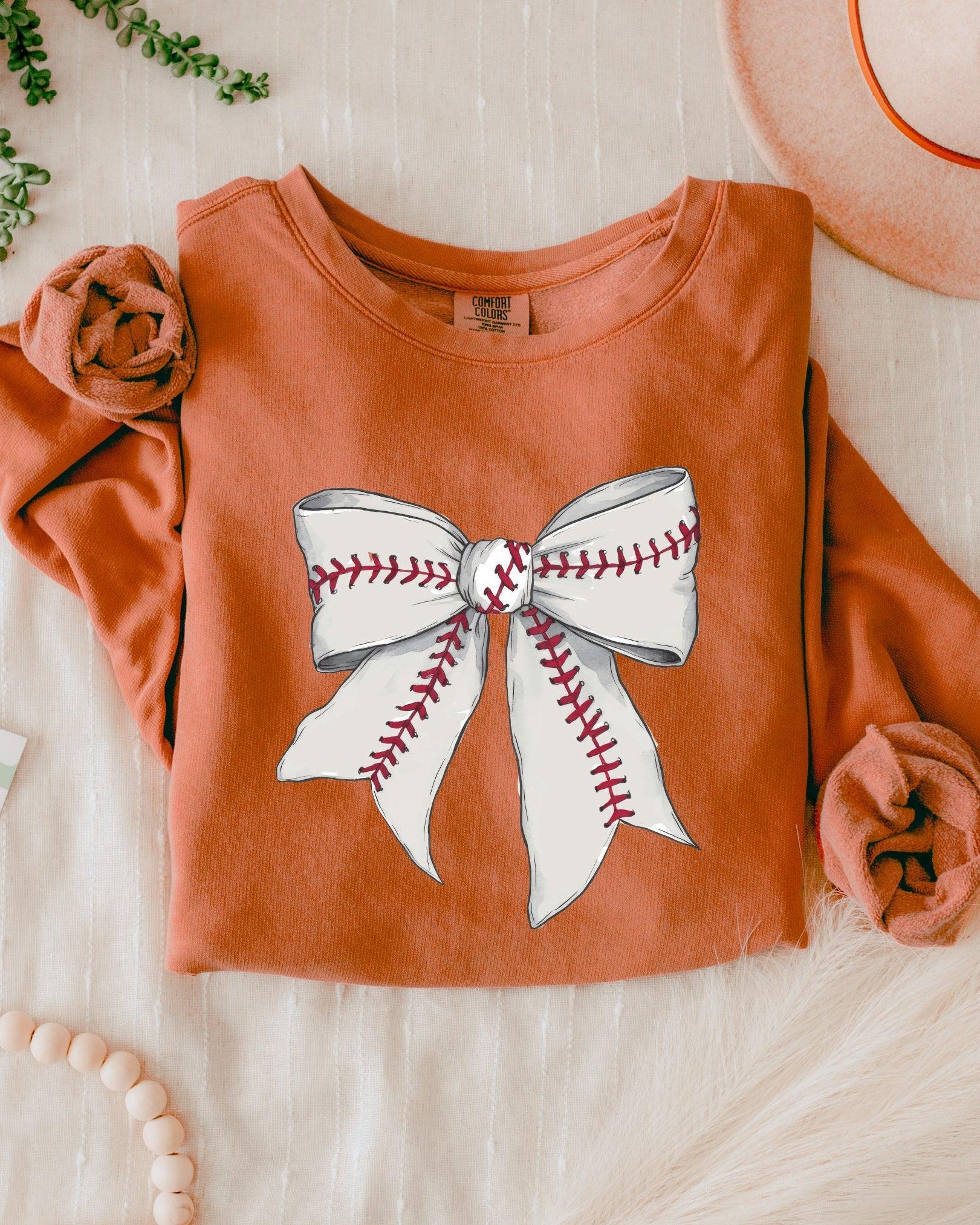 Baseball Sports Mom Ribbon Garment Dyed Comfort Colors Sweatshirt