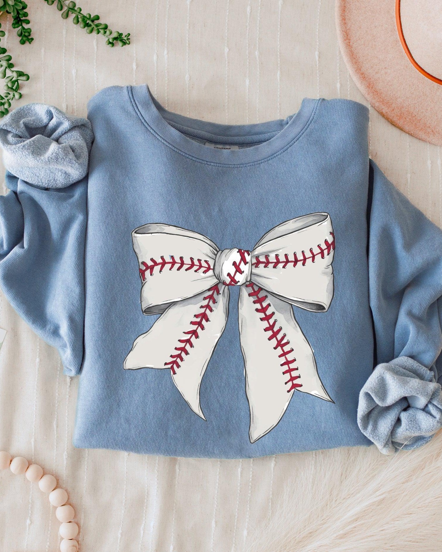 Baseball Sports Mom Ribbon Garment Dyed Comfort Colors Sweatshirt