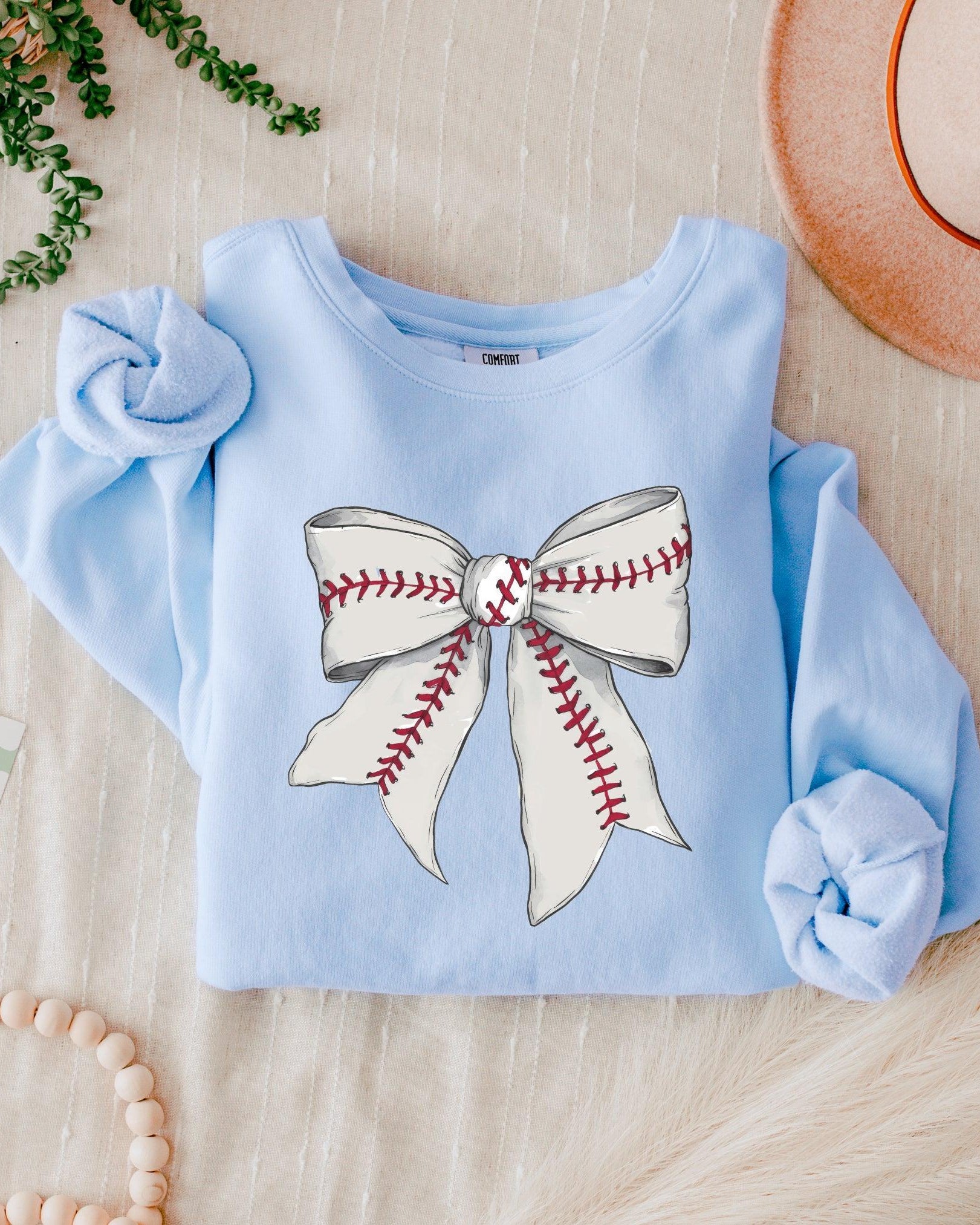 Baseball Sports Mom Ribbon Garment Dyed Comfort Colors Sweatshirt