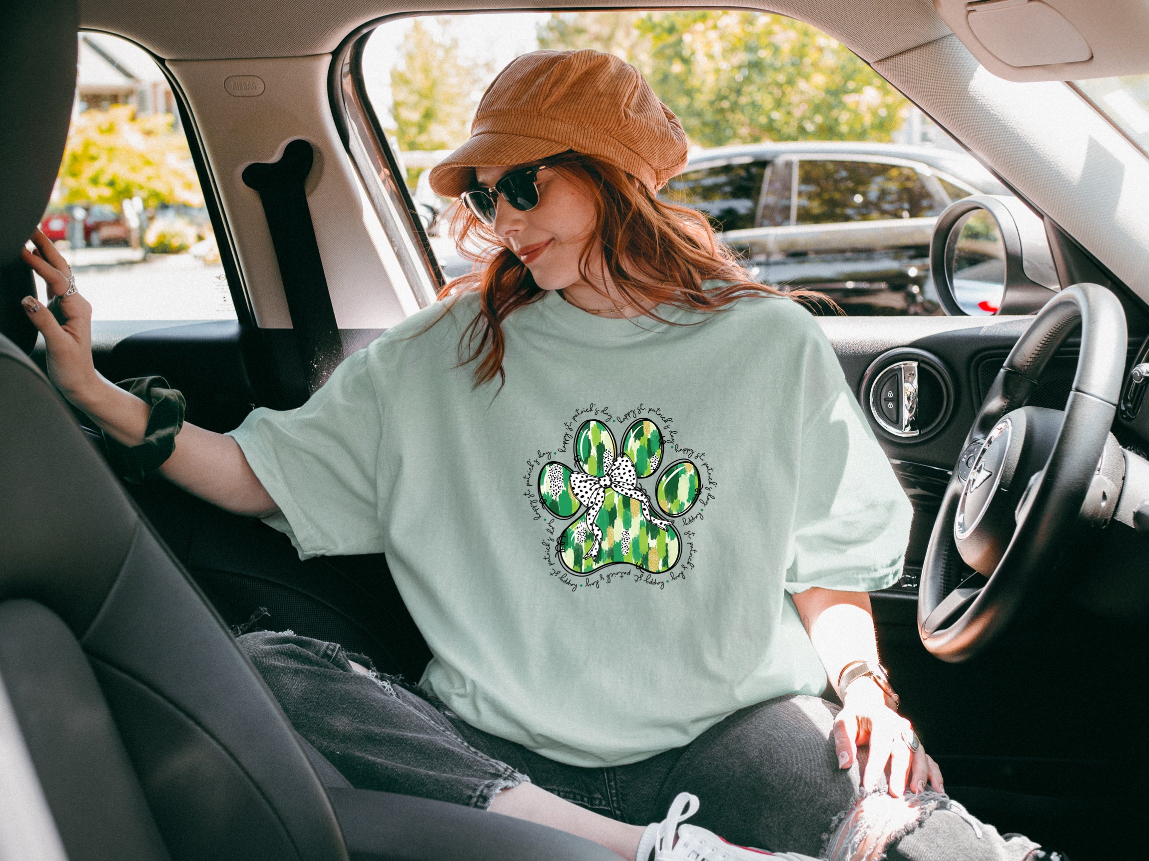 Dog Paw Saint Patrick Shamrock Clover Comfort Colors T Shirt