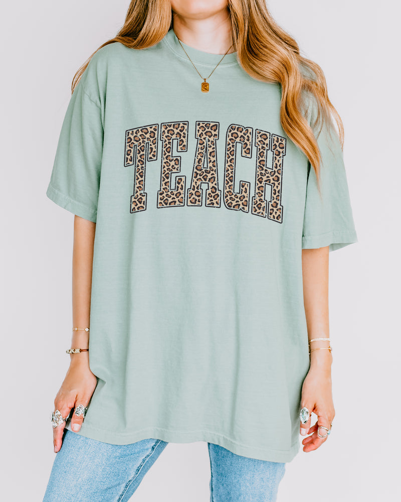 Teach Teacher LEOPARD Comfort Colors Garment-Dyed T-Shirt