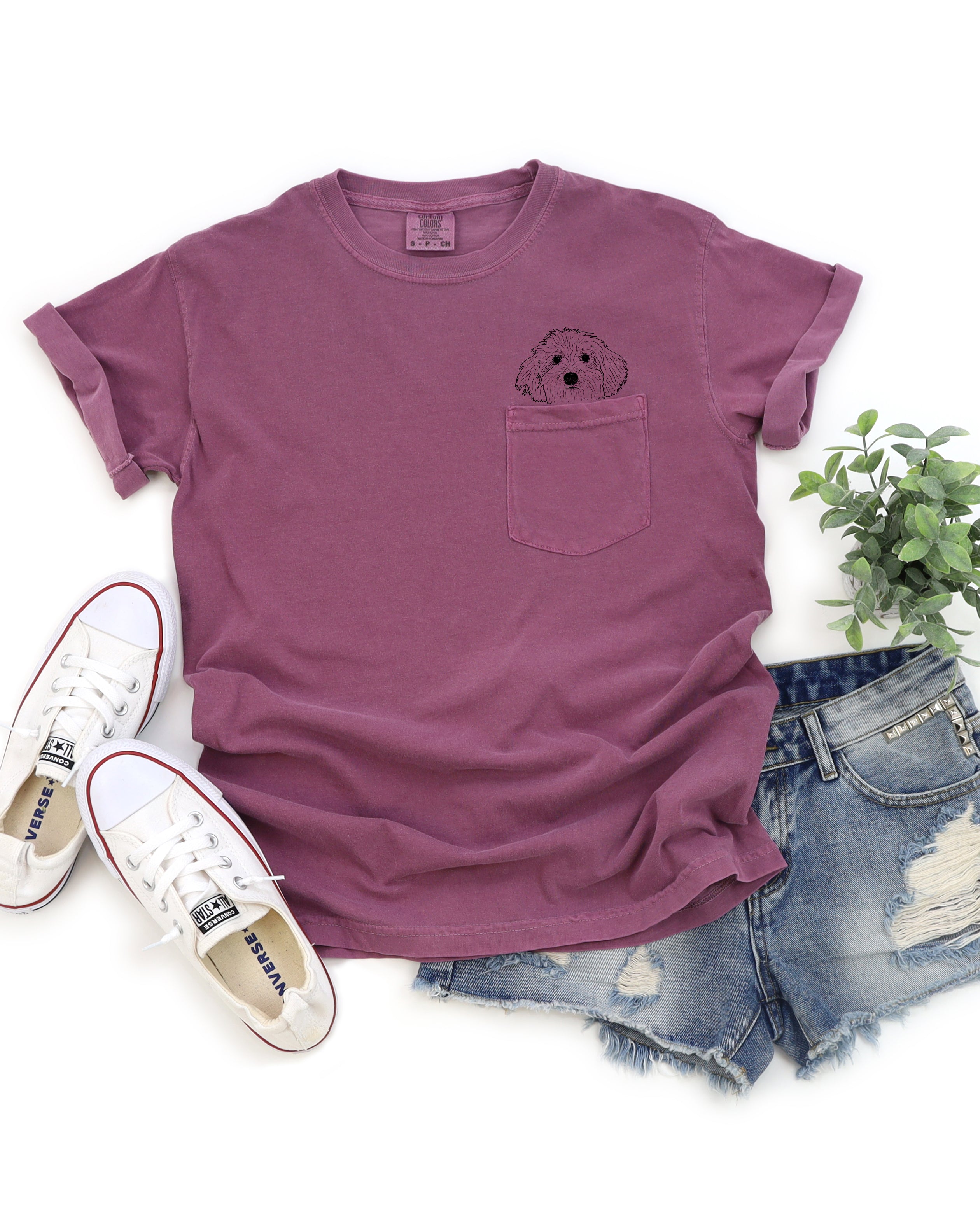 Bichon Frisé Dog mom Comfort Colors Pocket T Shirt