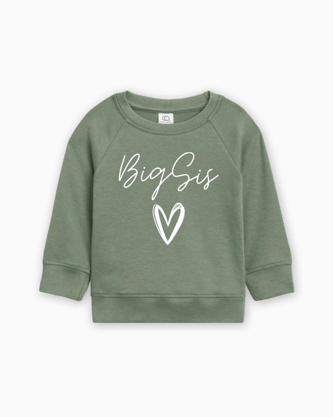 Big Sis Heart Organic cotton Pullover(Cursive)