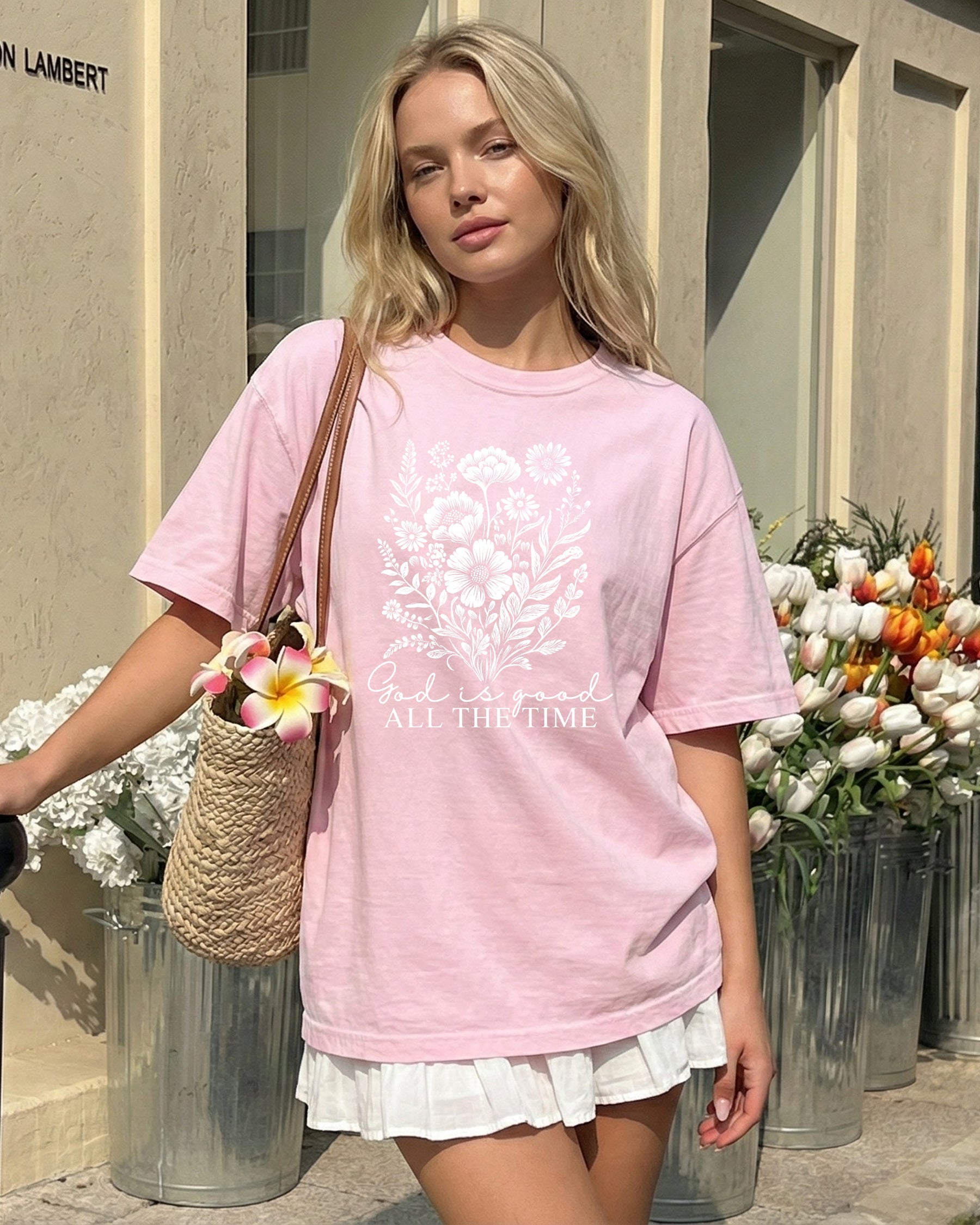 God is good all the time Flower Botanical Comfort Colors T Shirt
