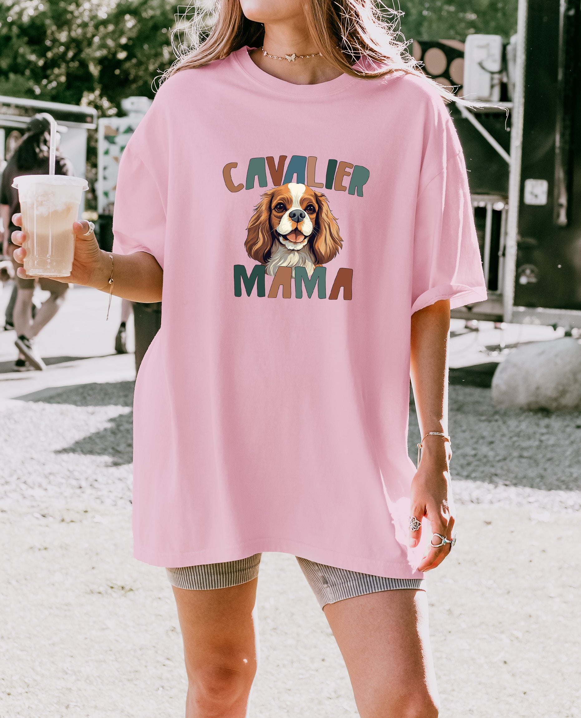 Cavalier King Charles Spaniel Dog Mom Comfort Fall Colors Garment Dyed T Shirt (Color)